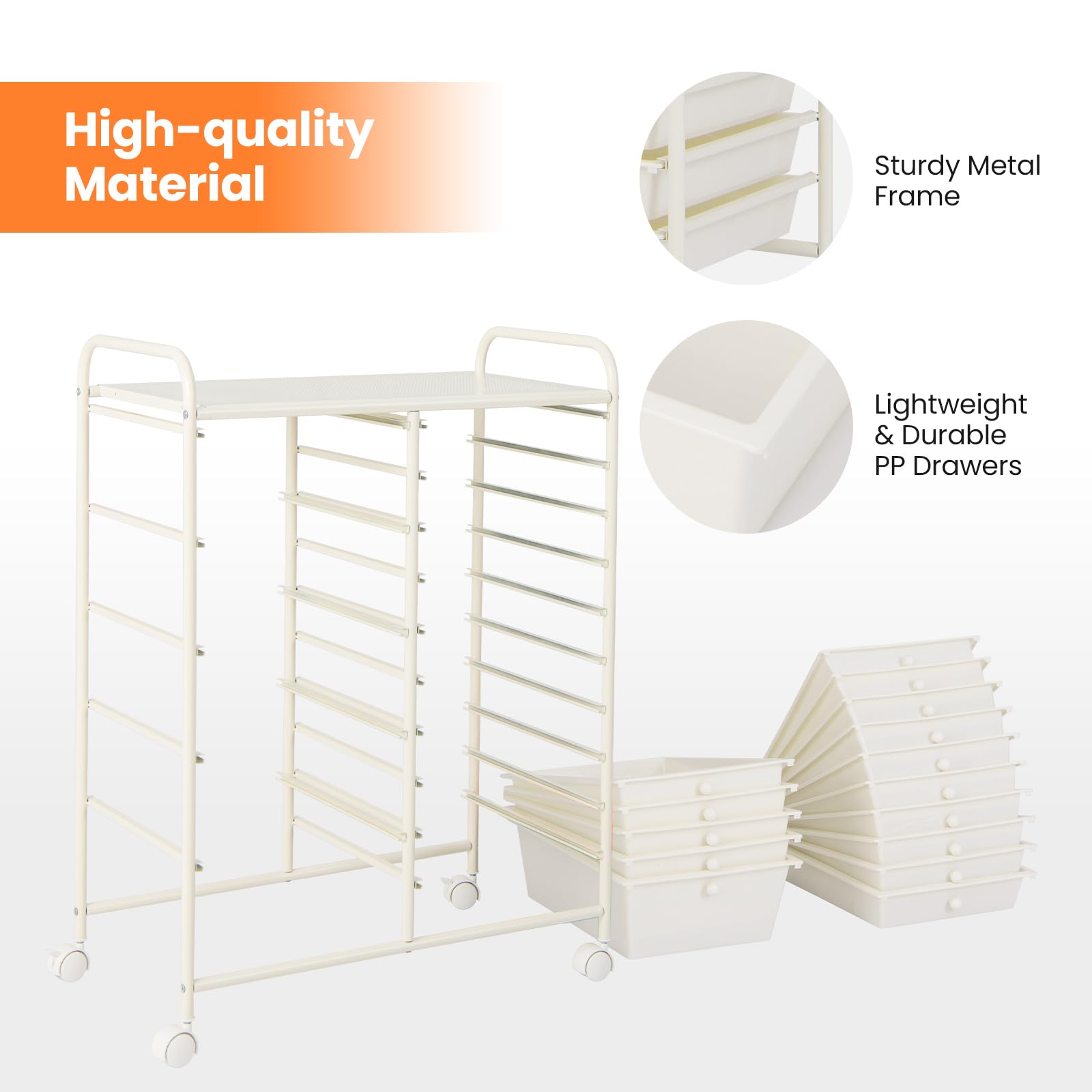 Giantex 15-Drawer Rolling Storage Cart with Wheels - Mobile Organizer for Classroom, Office, Home, School Supplies, Tools, Crafts & Art Paper - Perfect for Teachers, Students & DIY Enthusiasts