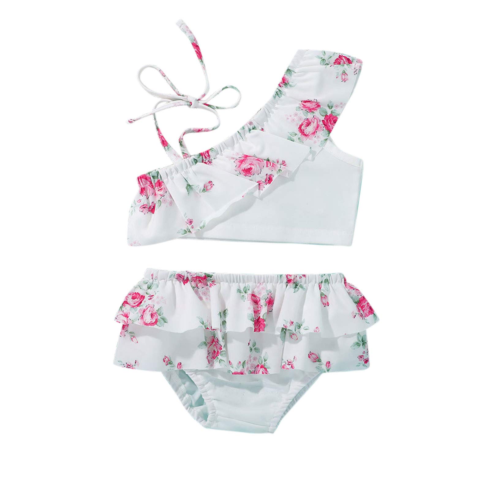 Floral Toddler Girls Bikini Swimwear Set - 2 Piece Baby Swimsuits for Beach & Pool Play | UV Protection Kids Swimwear for Summer Vacation & Water Activities