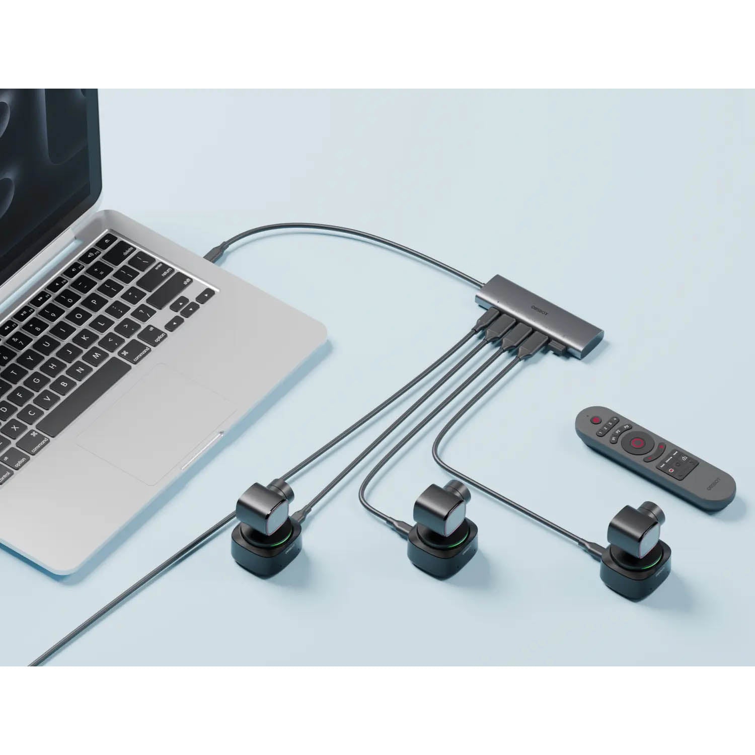 3-in-1 USB 3.0 Hub for OBSBOT Tiny 2 Cameras (OHB 2307 CW) - High-Speed Data Transfer & Charging Station for Streaming, Vlogging & Video Conferencing