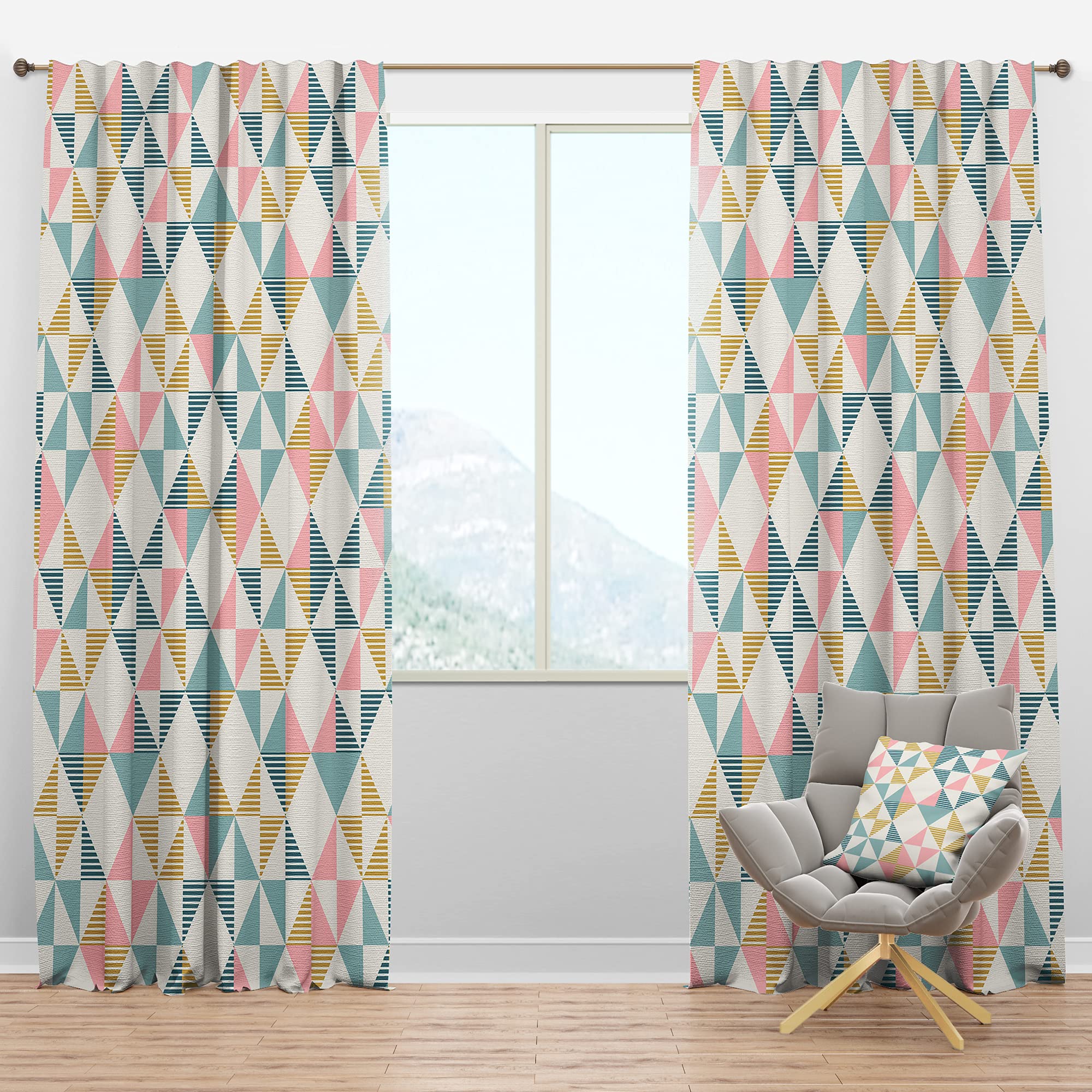 DesignQ Blackout Curtains 'Diamond Retro II' - Thermal Insulated Single Panel (52x95 inches) for Bedroom & Living Room - Block Light & Noise, Energy Saving Home Decor