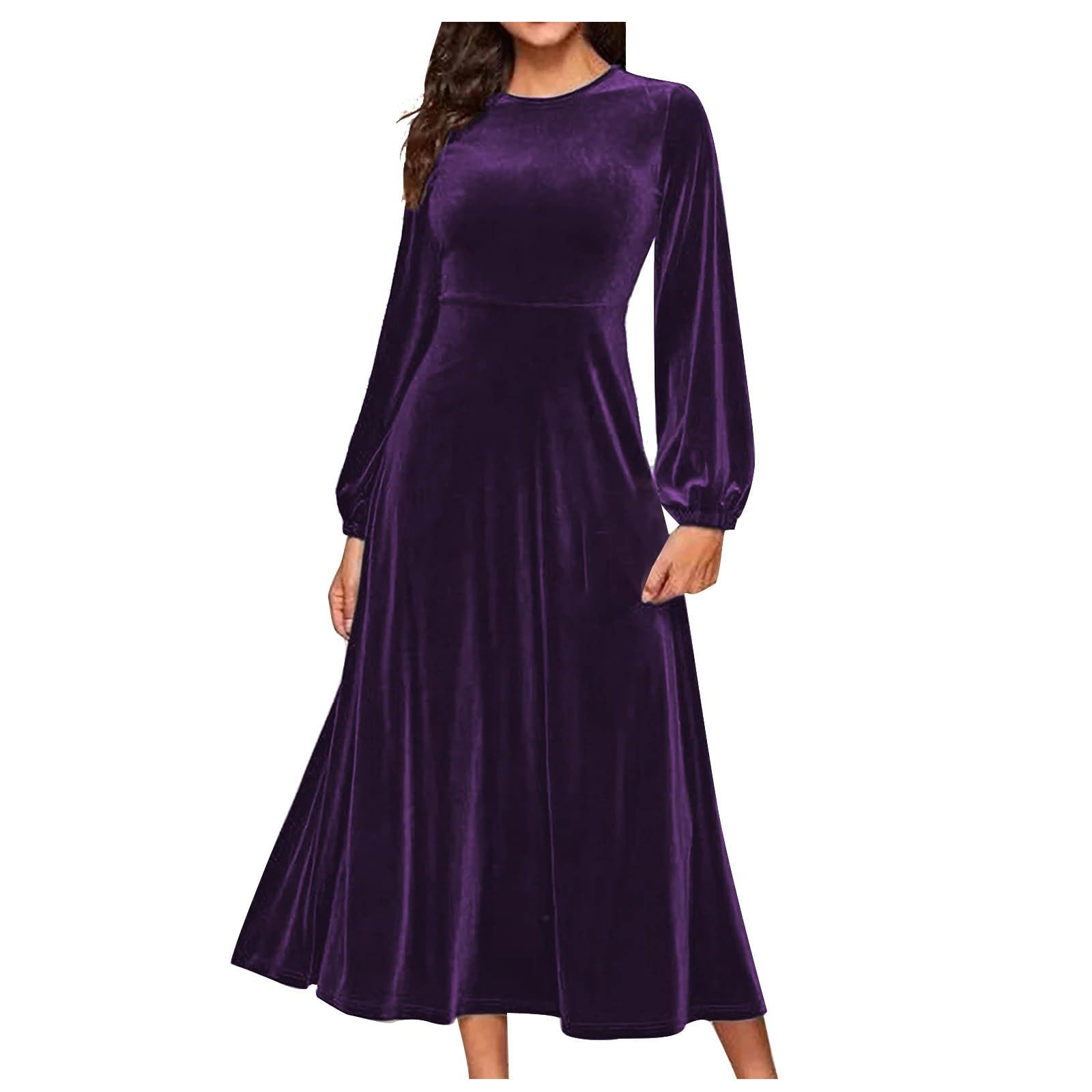 Elegant Velvet Maxi Dresses for Women - Long Sleeve Flowy Evening Gown for Parties, Weddings & Holidays | Perfect for Formal Events, Christmas Celebrations & Beach Vacations