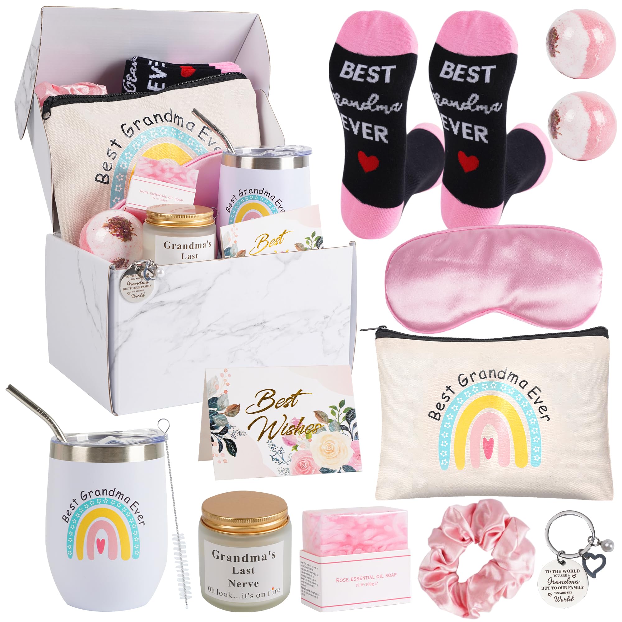 12-Piece Grandma Gift Box Set - Thoughtful Birthday Gifts for Grandma from Granddaughter or Grandson | Nana Gift Basket for Gigi & Grandmother | Perfect for Birthdays, Mother's Day & Special Occasions