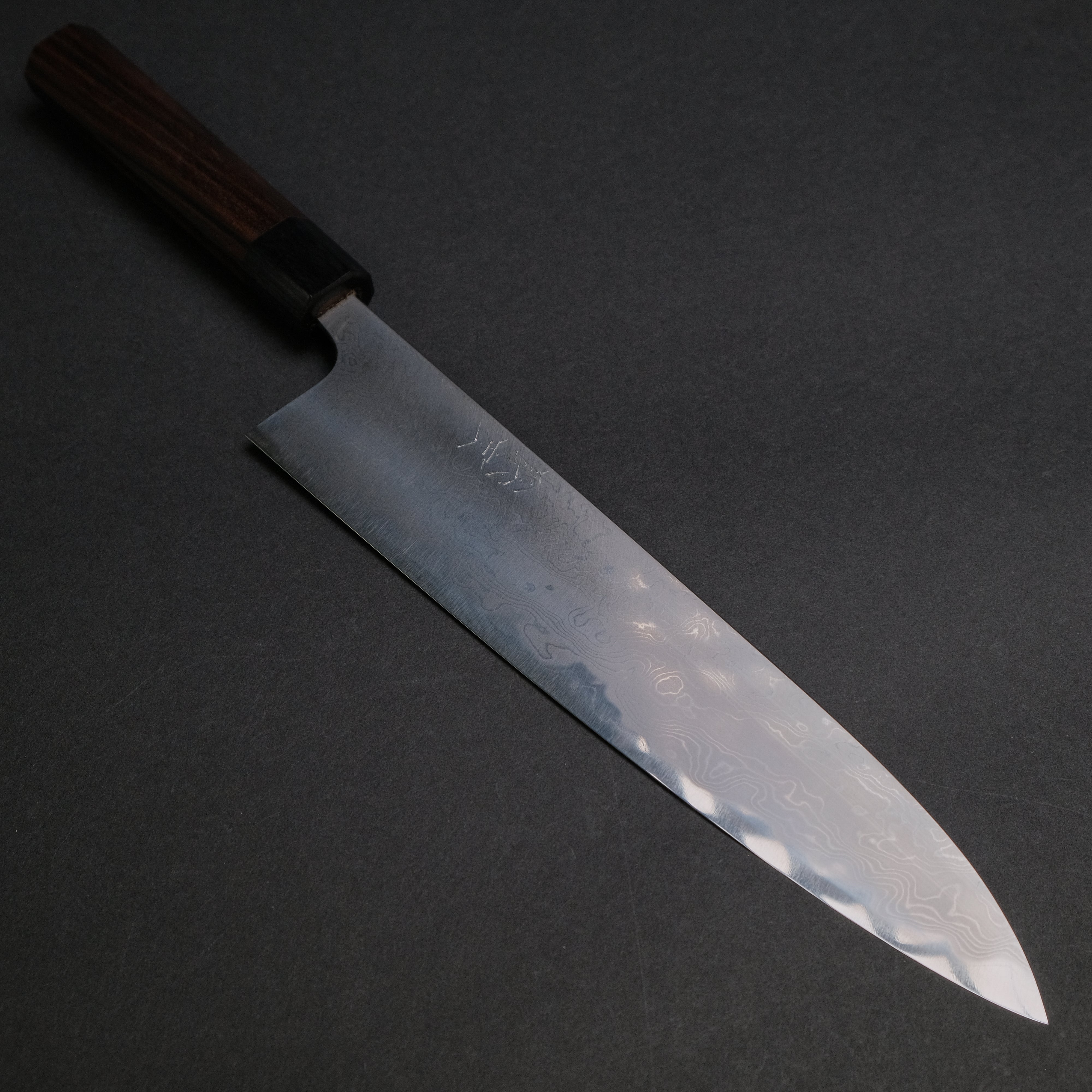 Premium Toshihiro Wakui Damascus Blue #2 Gyuto Japanese Chef Knife 240mm with Ebony Handle - Perfect for Sushi, Meat Slicing & Professional Kitchen Use