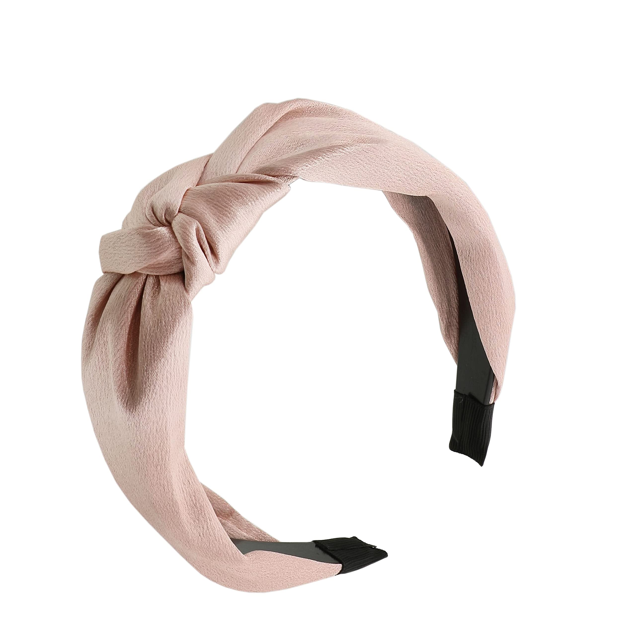 Motique Shiny Satin Turban Headband for Women & Girls - Soft Knotted Hair Accessory in Champagne - Perfect for Sleep, Yoga, and Fashion Styling