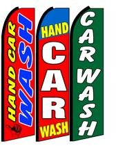 Premium Hand Car Wash King Size Swooper Flag Sign with Pole - Complete Assembly Kit (Pack of 3) - Perfect for Car Wash Businesses, Auto Detailing Shops & Gas Stations