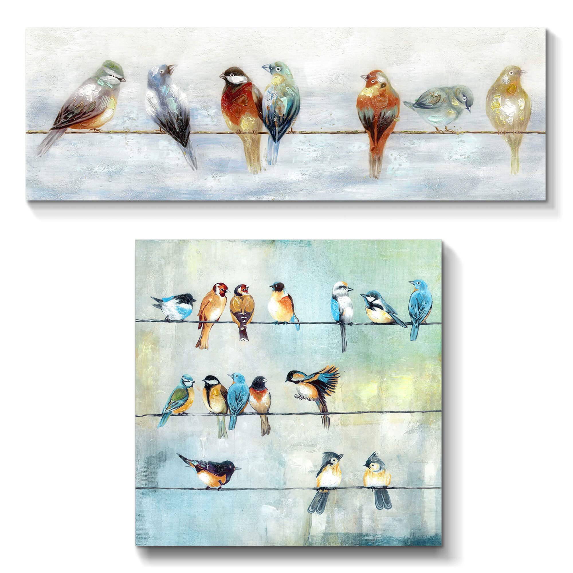 TAR TAR STUDIO Colorful Birds Canvas Wall Art - Hand Painted Bird Picture Print for Kids Room Decor | Perfect for Nursery, Bedroom & Playroom Wall Decoration