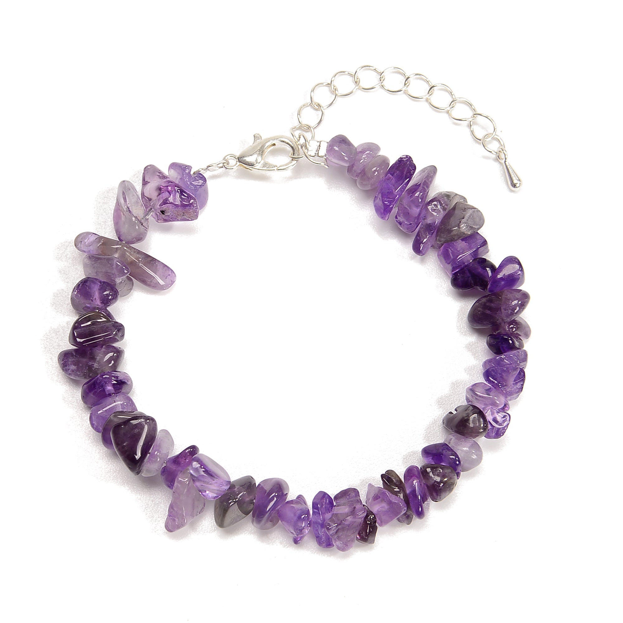 01 Mixed Gemstone Chips Bracelet with Silver Plated Clasp - 5mm & 8mm Beads - Adjustable 7