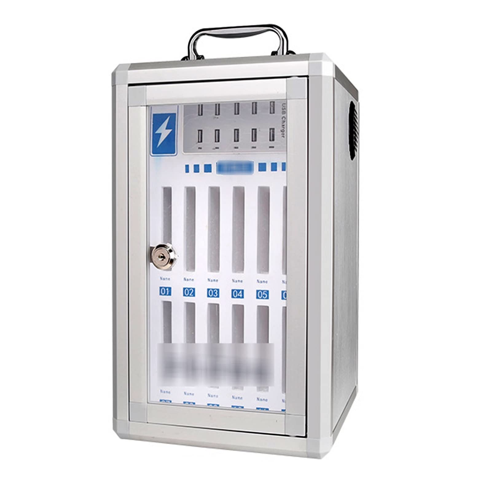 Transparent Locking Multi-Compartment Cell Phone Organizer & Charging Cabinet - Silver (48 Slots) | Secure Storage Box for Phones, Tablets & Accessories | Perfect for Offices, Schools & Retail Stores