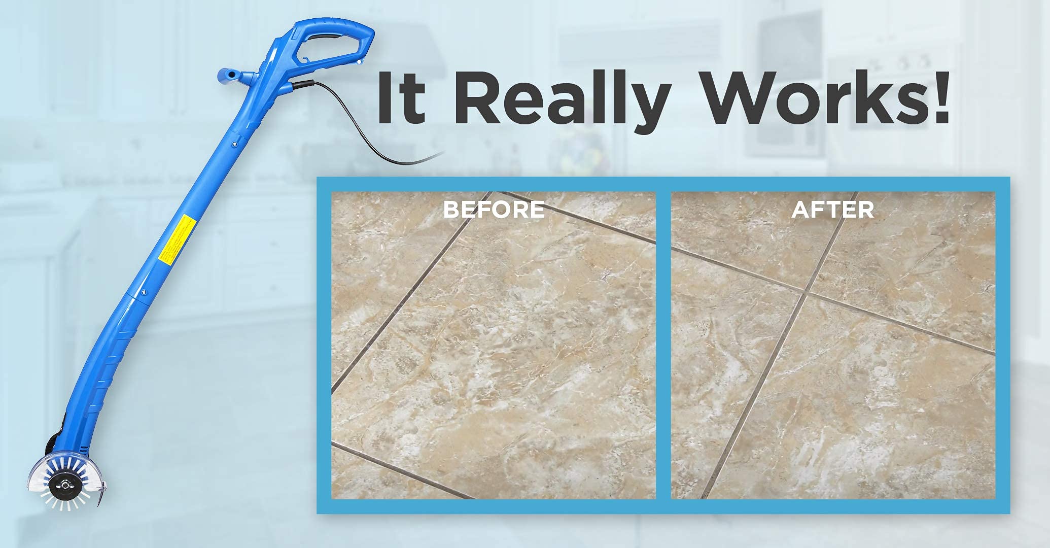 Grout Groovy! Electric Stand-up Lightweight Grout Cleaning Machine | Powerful & Easy-to-Use Deep Cleaner for Tile Floors | Versatile Grout Scrubber for Bathroom, Kitchen & Shower | Perfect for Home Renovation & Deep Cleaning Projects