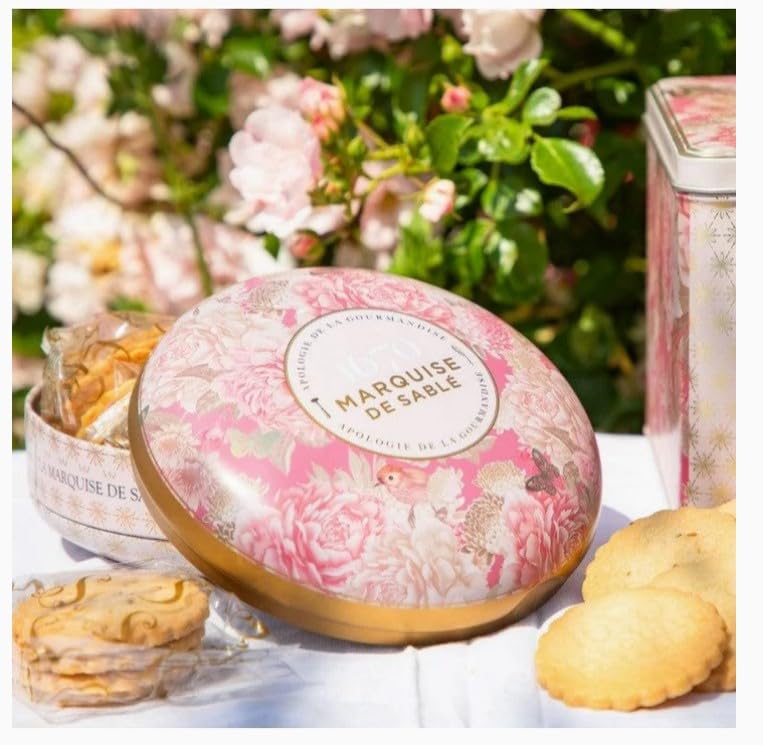 Premium French Apricot Shortbread Cookies in Decorative Metal Tin - La Sablésienne L'Ecrin Trésor Treasure Box - 6.2 Oz Imported Gourmet Biscuits - Perfect for Gifts, Tea Time & Special Occasions