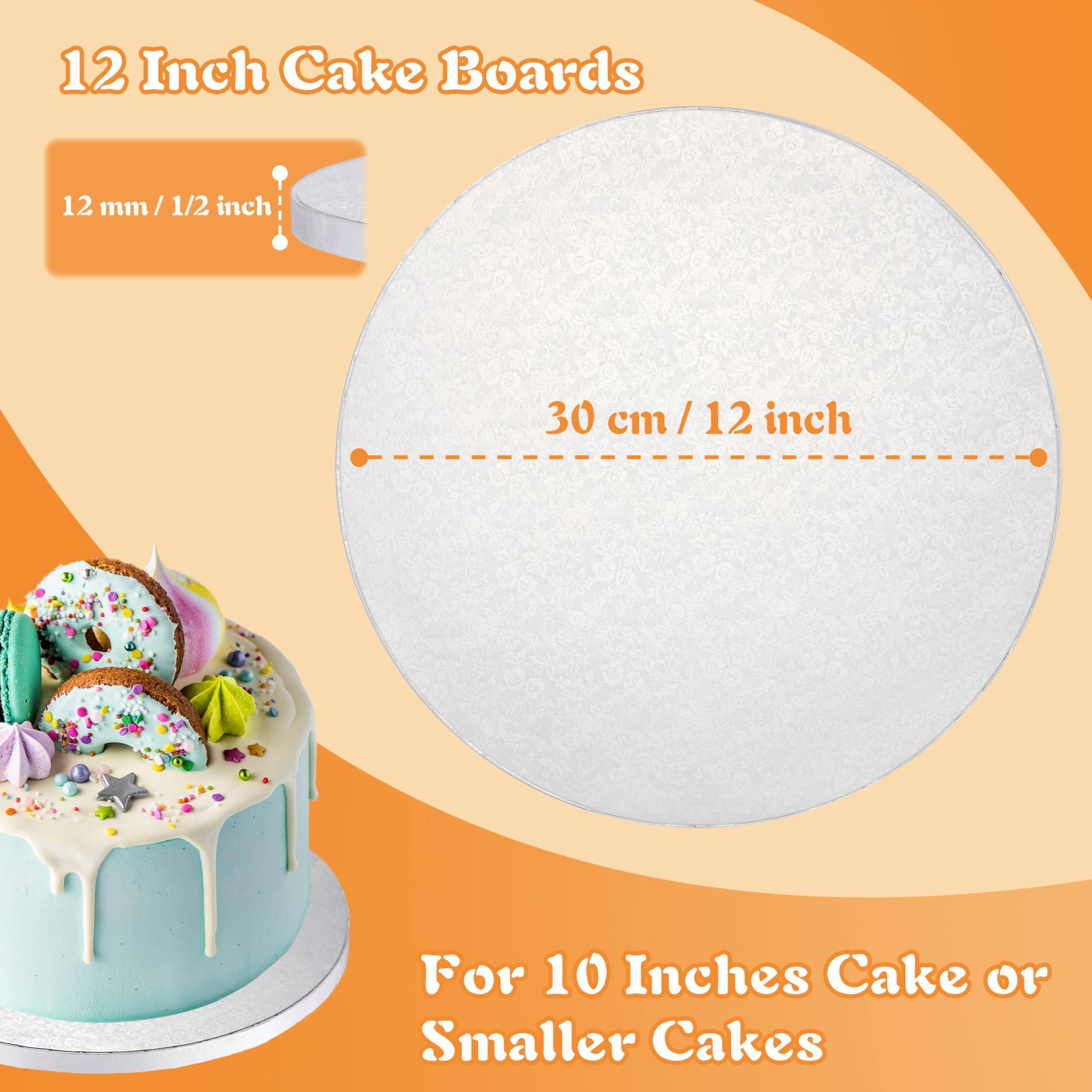 12 Inch Round White Cake Drums with Banner Topper - 3-Pack Sturdy 1/2 Inch Thick Greaseproof Cake Boards for Birthday, Wedding & Multi-Tiered Party Cakes - Perfect for Professional Baking, Dessert Displays & Special Occasions by GBF