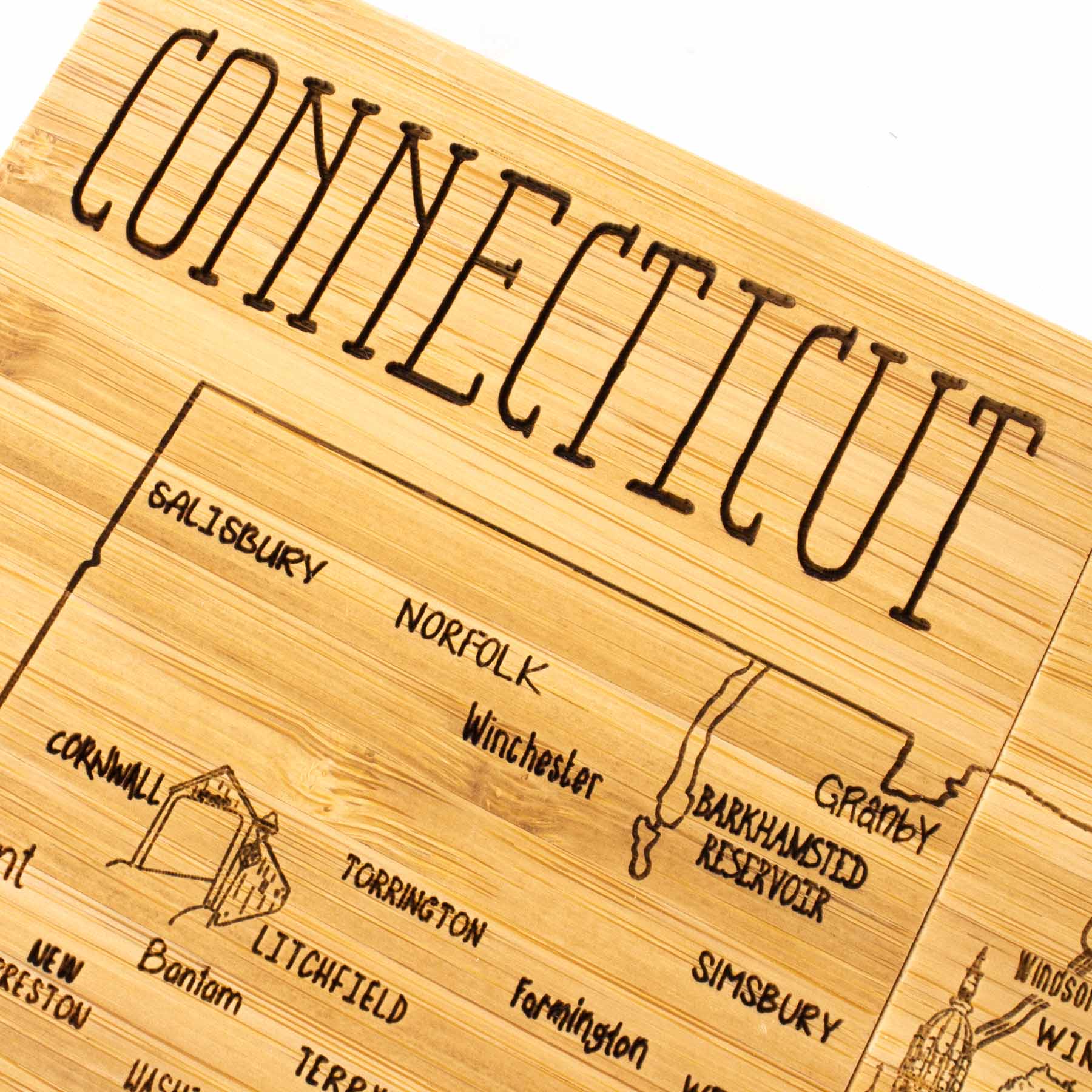 4-Piece Connecticut Puzzle Coaster Set with Storage Case - Perfect for Home, Office & Gifts - Protects Tables from Drink Stains