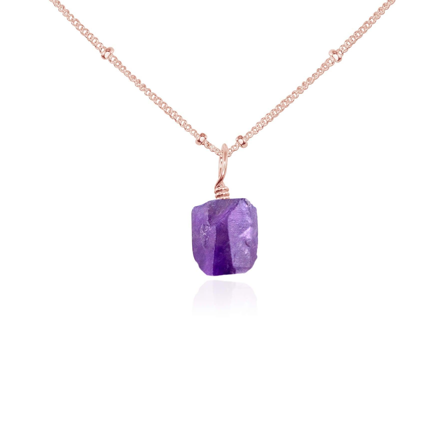 Natural Raw Amethyst Pendant Necklace - Dainty Purple Crystal Jewelry for Women - Perfect for Spiritual Healing, Meditation & Everyday Wear