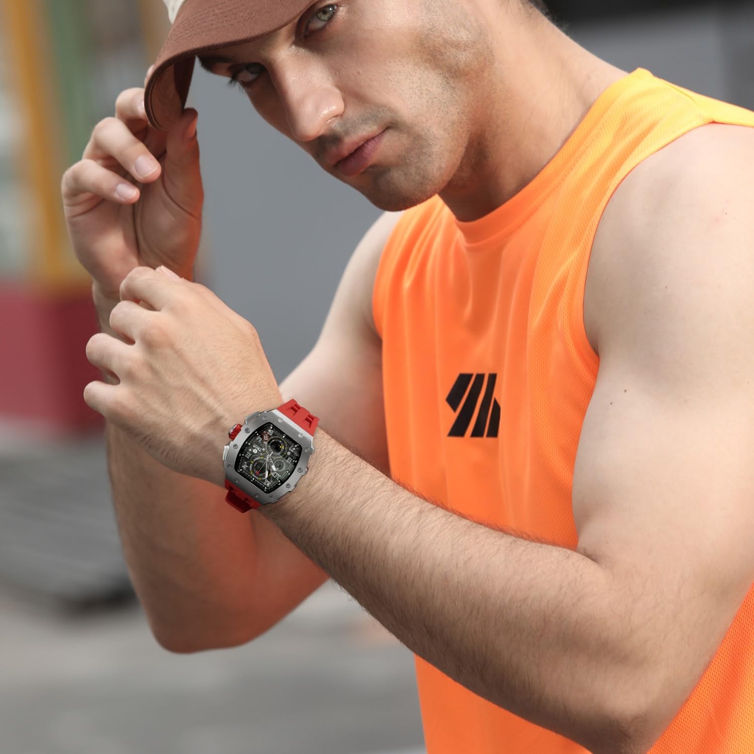 Luxury Men's Watch - 50M Waterproof Tonneau Chronograph with Japanese Quartz Movement & Silicone Band - Perfect for Business, Casual Wear & Gifts