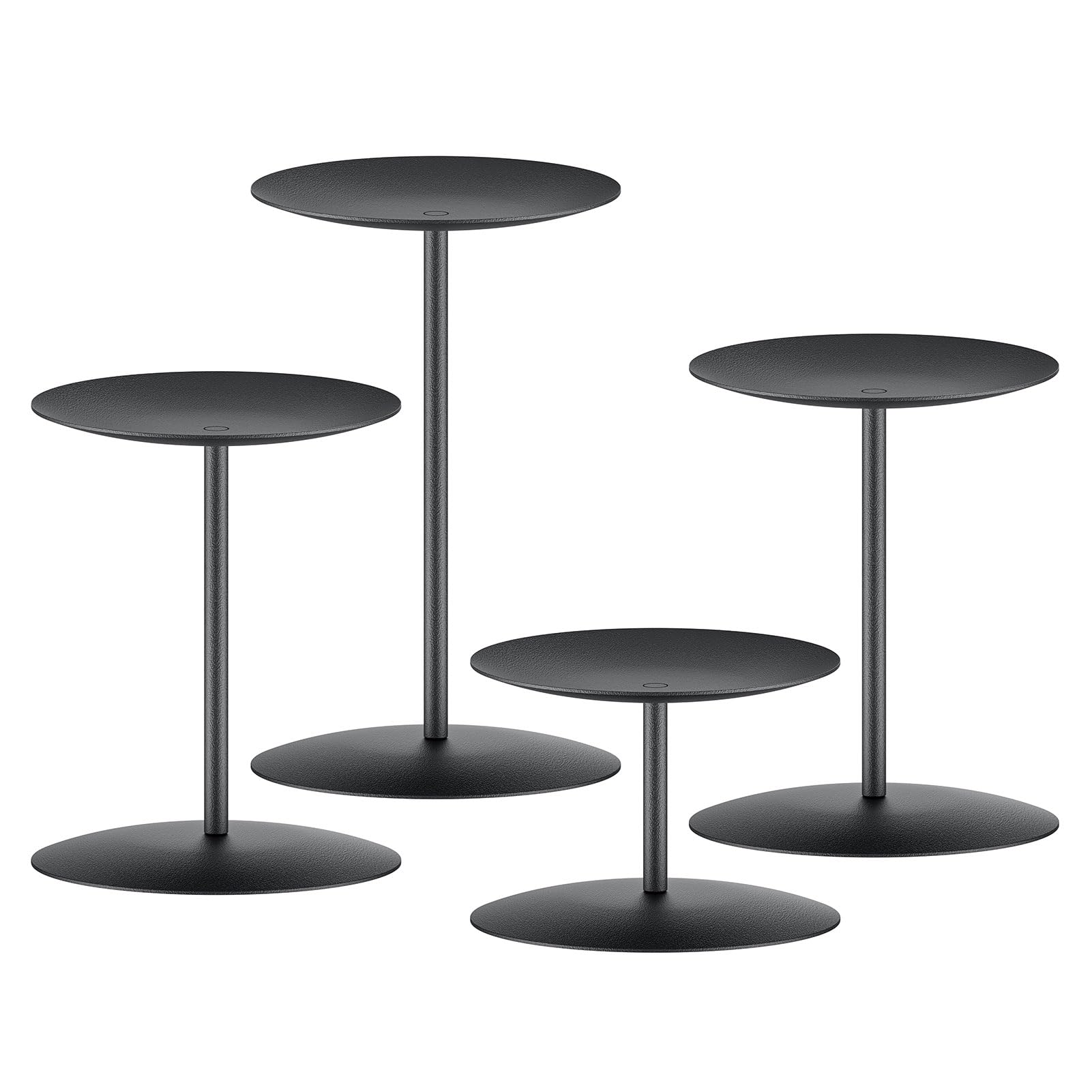 Stylish Black Candle Holder Set - 4 Pack Modern Pillar Candle Holders for Dining Table, Mantel Decor - Perfect for Minimalist Home, Wedding Centerpieces & Party Decorations (Ideal for Romantic Dinners, Holiday Decor & Special Events)