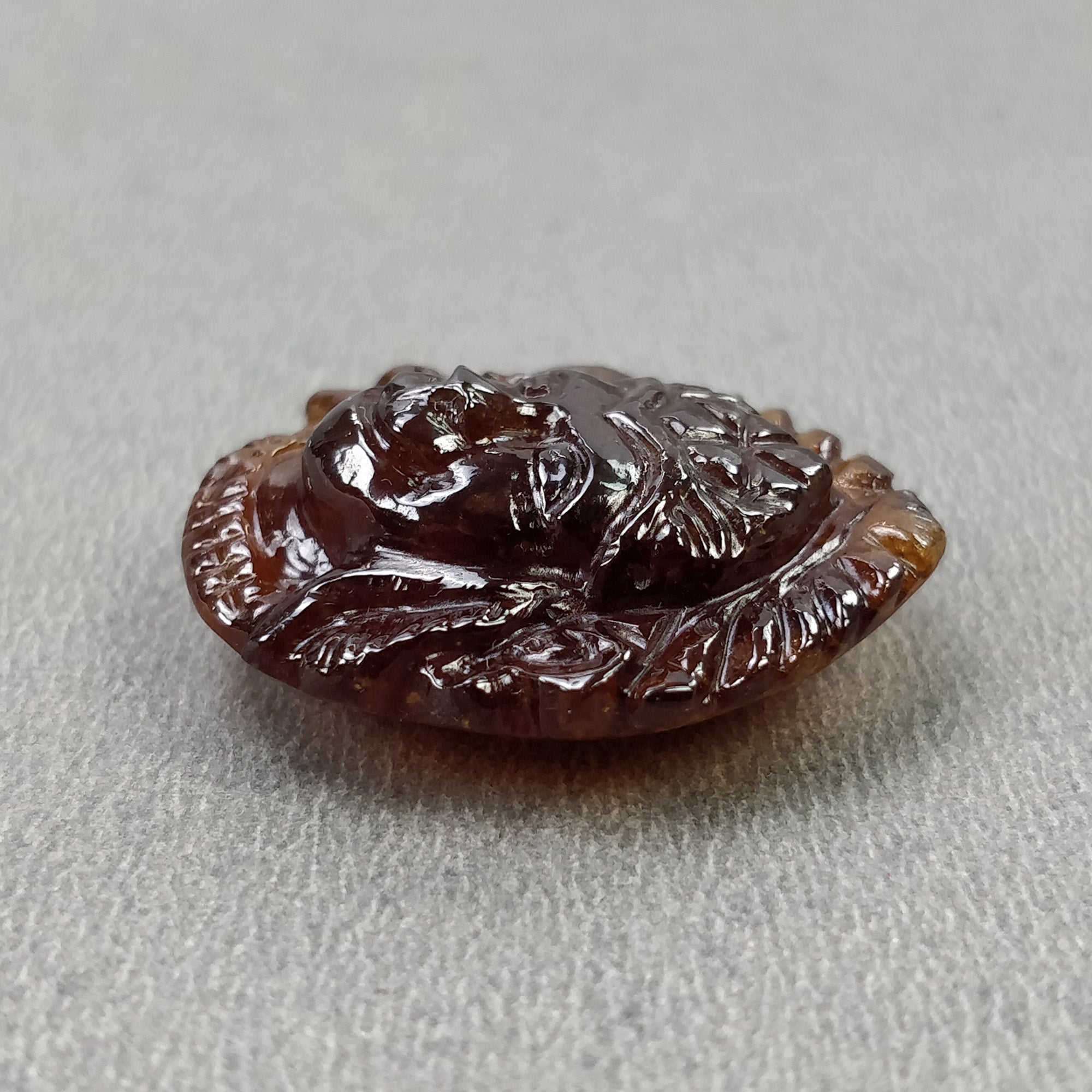 Natural Hessonite Garnet Gemstone Carving - 40.20cts Untreated Hand Carved Lord Hanuman (26x22mm) | Spiritual Jewelry for Meditation & Yoga | Video Included