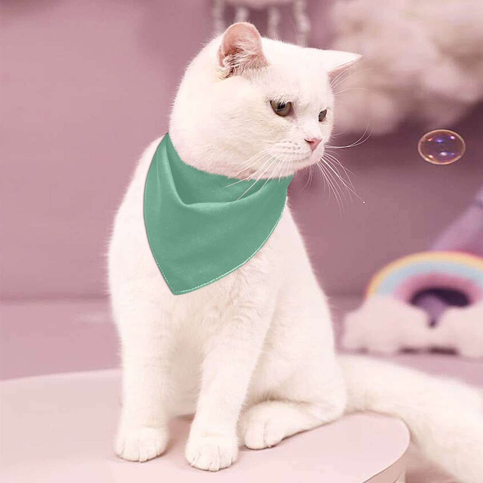 2 Pack Sage Green Milk Silk Dog Bandanas - Adjustable Snap Button Triangle Scarf for Small to Large Dogs & Cats - Perfect for Holidays, Parties & Everyday Pet Accessories