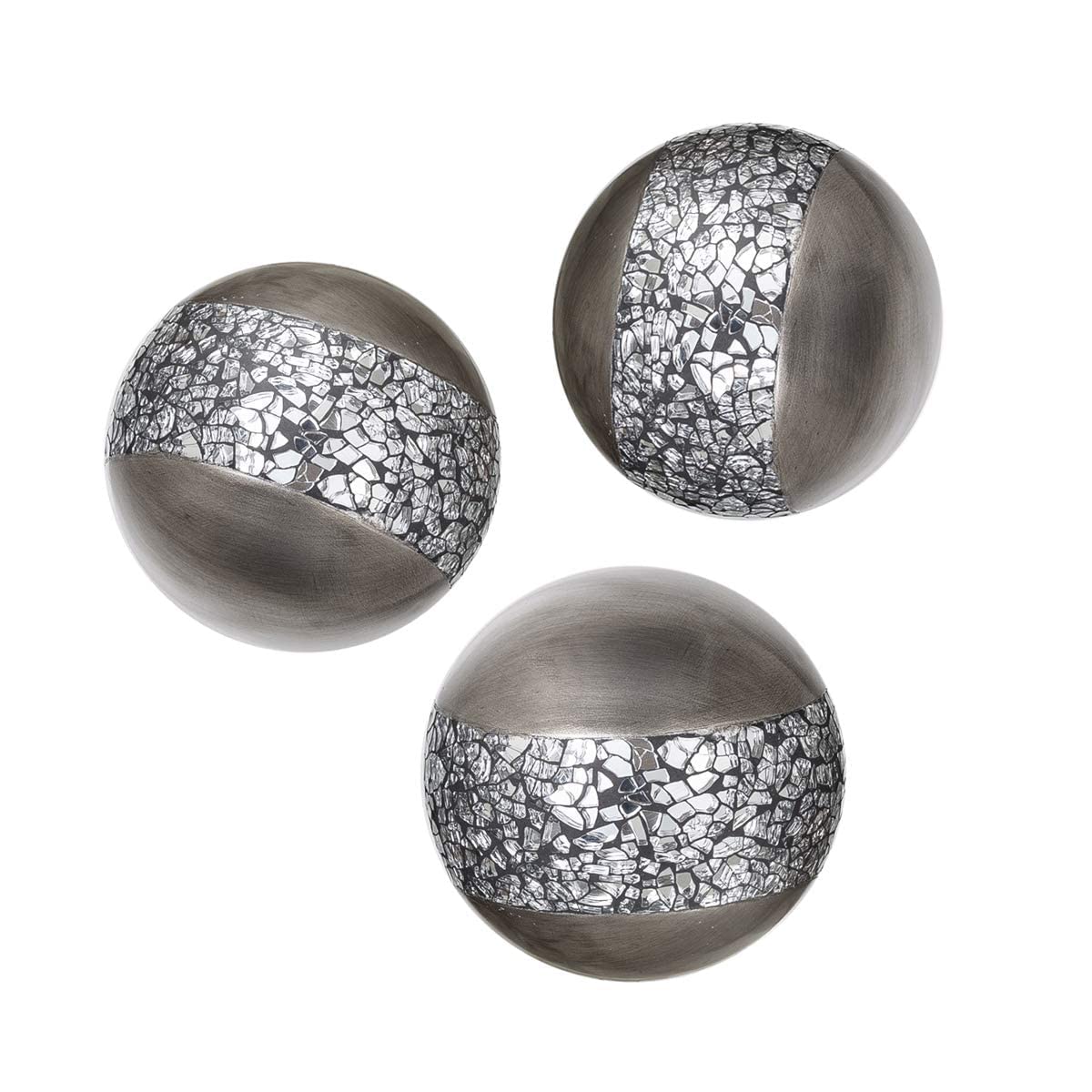 Creative Scents Schonwerk Silver Decorative Centerpiece Bowl with 6 Matching Resin Orbs - Elegant Coffee Table Decor for Living Room, Dining Room, and Home Decor - Perfect for Holiday Entertaining, Wedding Centerpieces, and Modern Interior Styling
