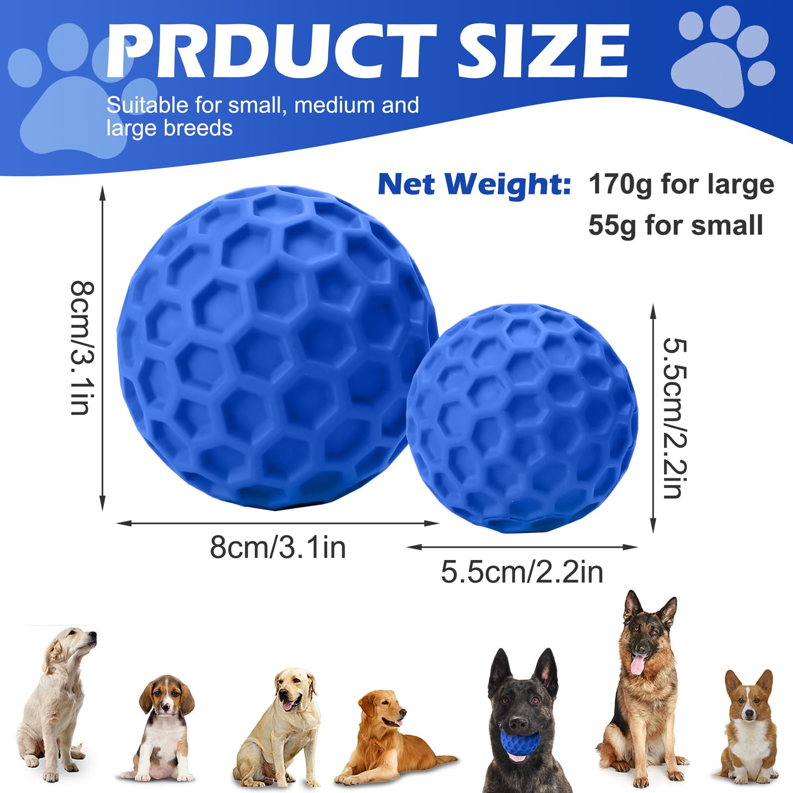 FAMALL 2 Pack Indestructible Dog Chew Toys - Heavy Duty Chew Proof Balls for Aggressive Chewers, Interactive Anxiety Relief Dog Toys for Large Medium Small Dogs - Perfect for Fetch, Training & Boredom Relief