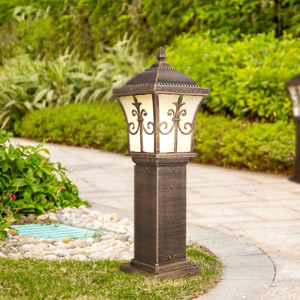Waterproof IP55 Outdoor E26 Base Post Lights - Aluminum Pillar Lights with Glass Lampshade for Lawn, Garden, Garage, Pavilion & Courtyard Lighting | Durable Column Lights for Pathway, Driveway and Landscape Decoration