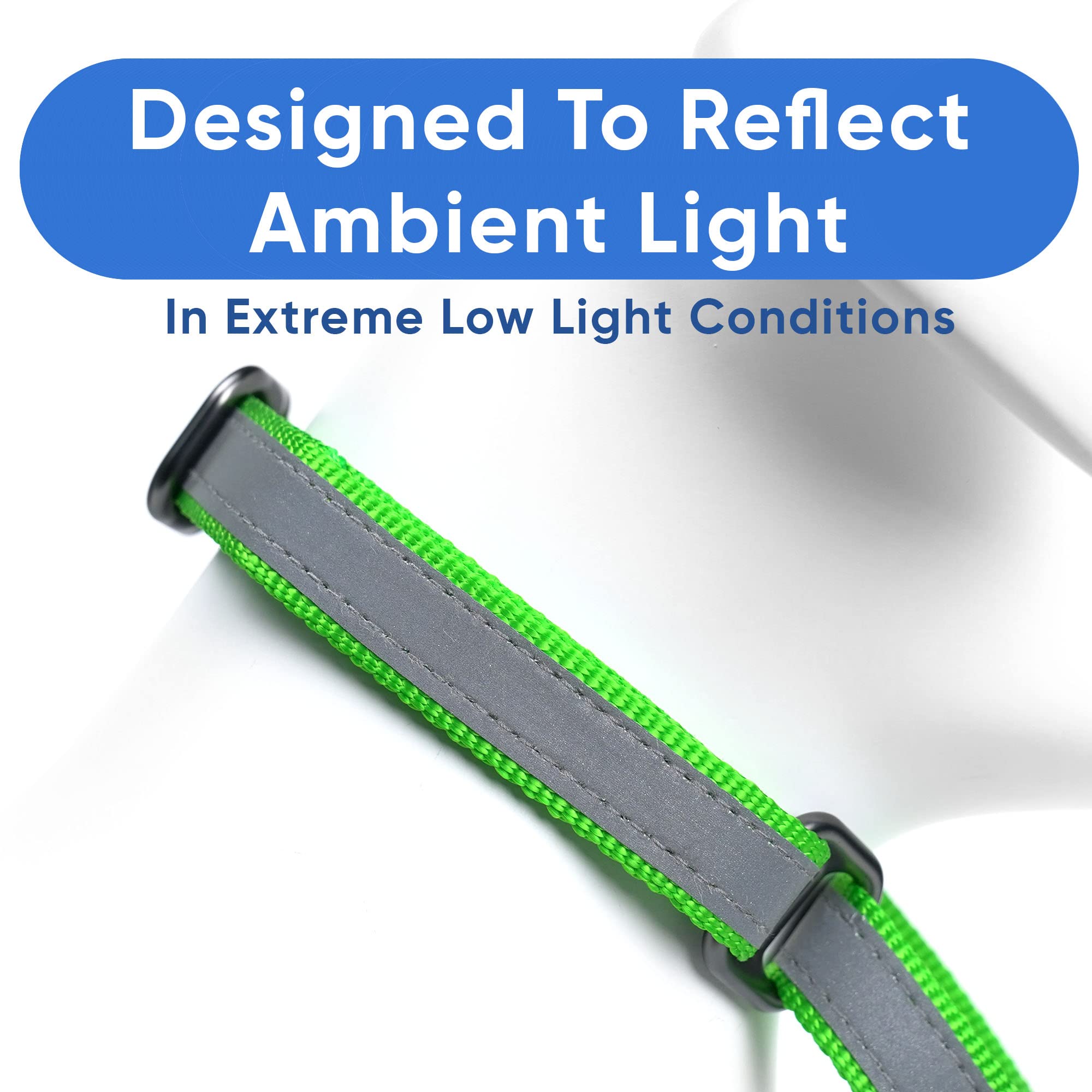 Reflective Martingale Dog Collar - Adjustable Safety Collar for Night Walks, Training & Outdoor Adventures with Bright LED Visibility