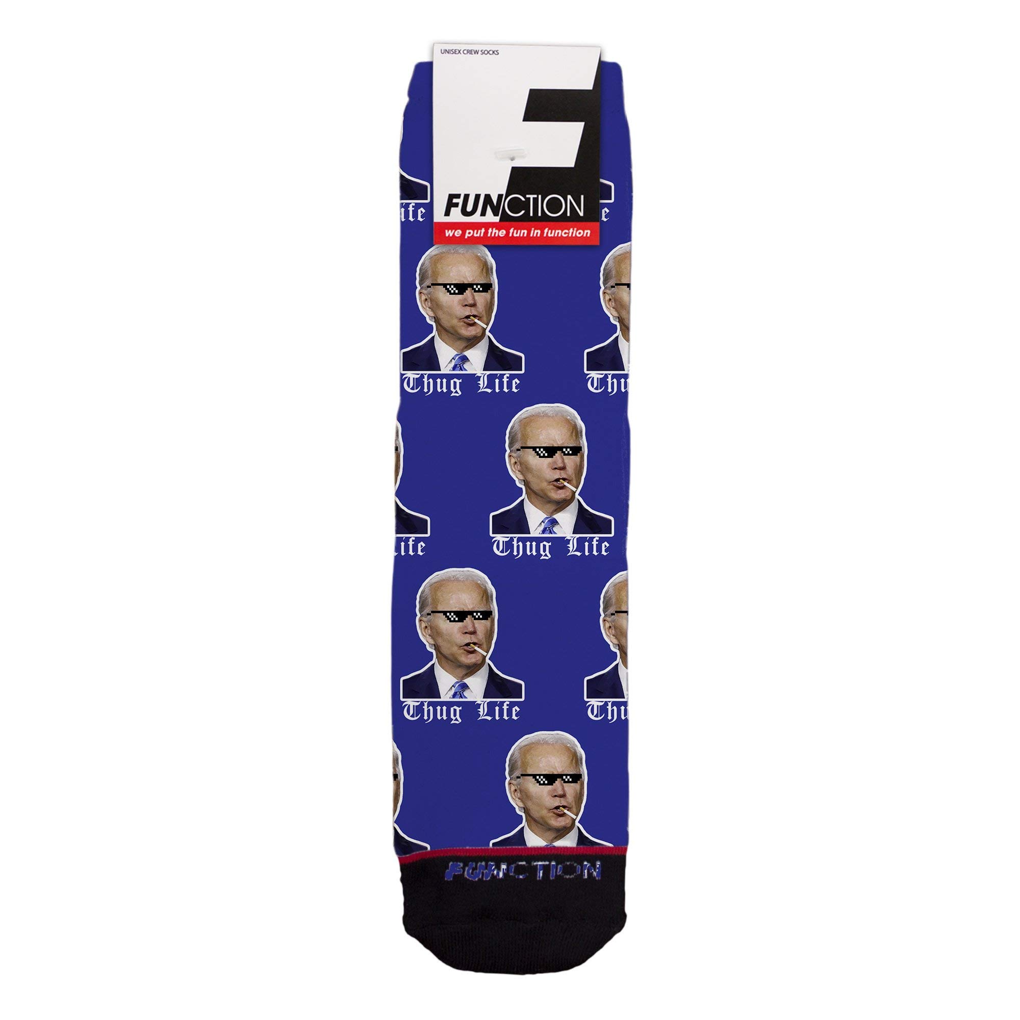 Thug Life Joe Biden Socks - 2020 Election President Vote for America USA - Unisex Mid Calf Crew Socks for Men & Women - Perfect for Political Supporters, Gifts, and Patriotic Fashion