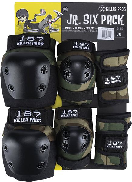 6 Pack Junior Knee Pads - Camouflage Design for Kids Sports, Skateboarding & Outdoor Play - Breathable Protective Gear for Active Children