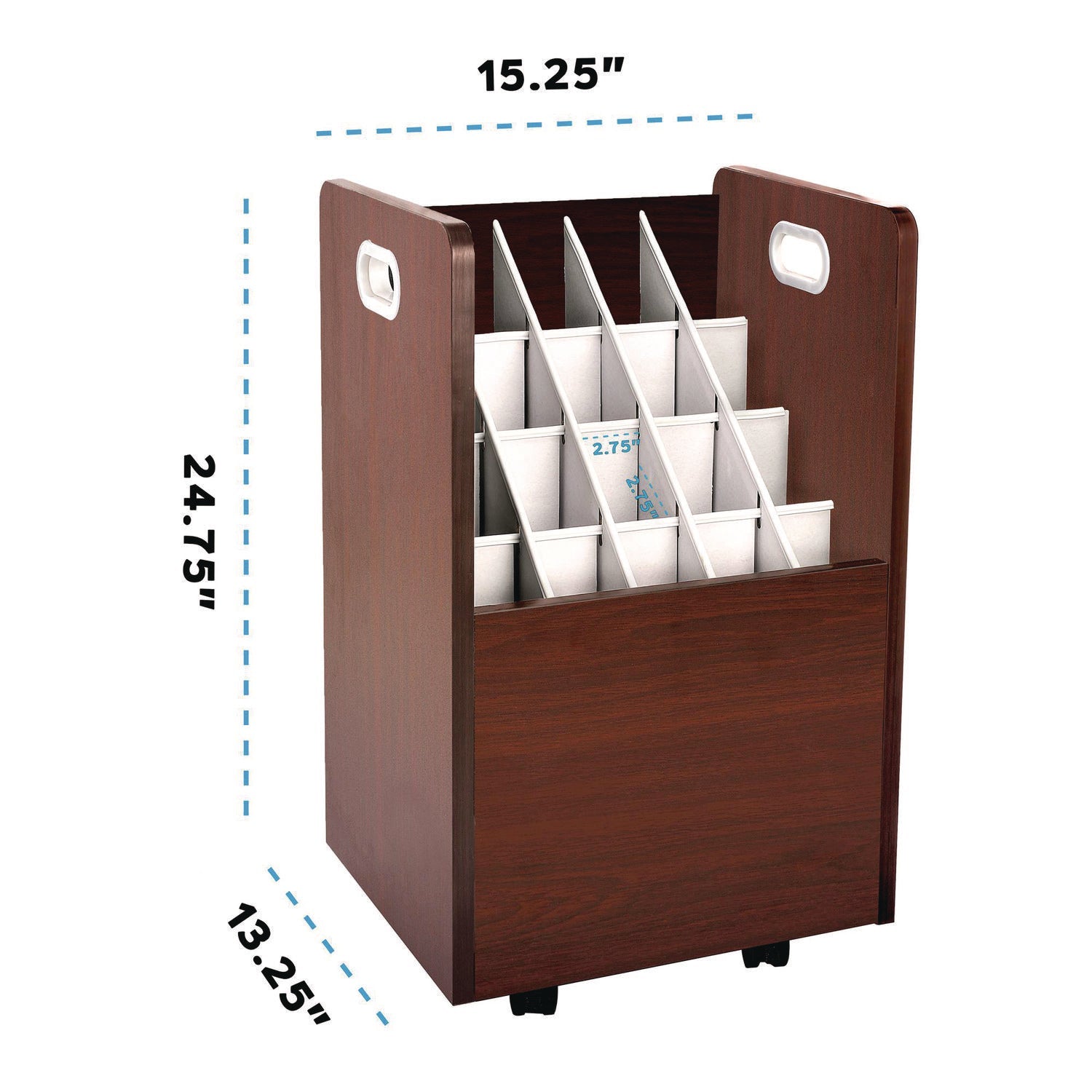 AdirOffice 20-Slot Rolling Blueprint Storage Cabinet - Wooden Mobile File Organizer for Large Documents (15.25