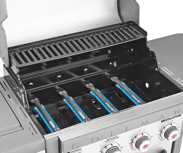 Coleman Revolution 4-Burner Propane Gas Grill with Side Burner - Black Matte Finish | Perfect for Backyard BBQs, Camping & Outdoor Cooking | REV4BMA
