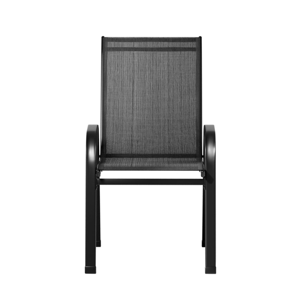 2-Piece Stackable Outdoor Dining Chairs - Patio Lounge Chairs Set in Black for Garden, Poolside & Backyard Relaxation