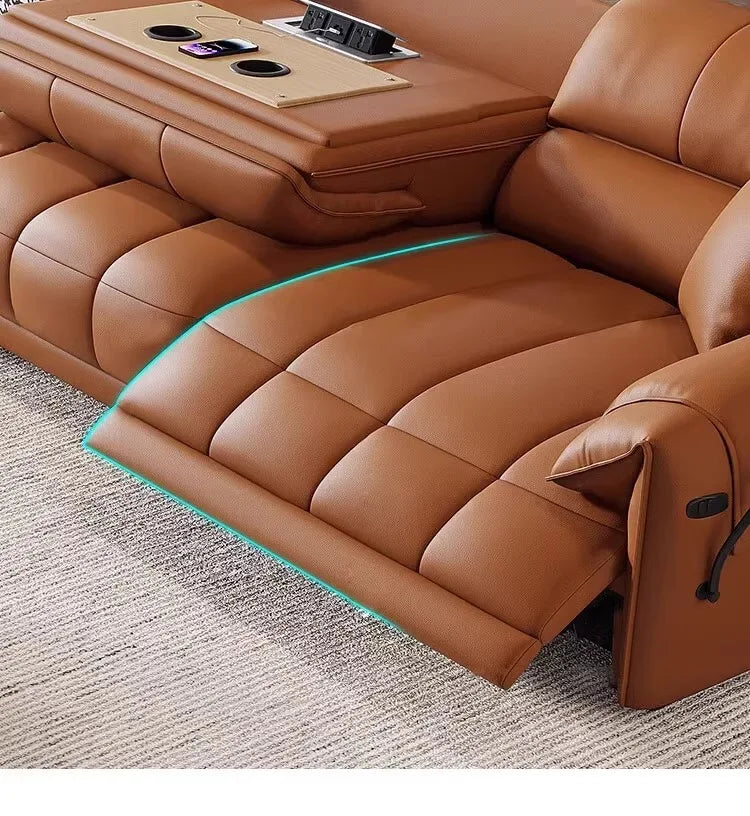 Italian Genuine Leather Recliner Loveseat Sofa - Premium Leather Reclining Couch with Adjustable Backrest for Living Room, Home Theater & Lounge Spaces
