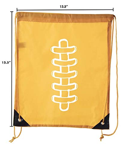 Mato & Hash Football Party Bags - 6 Pack Team Sports Drawstring Backpacks for Football Games, Birthday Parties, Team Events & Tailgating - Athletic Gold (CA2500FOOTBALL S3) - Perfect for Game Day Favors, Sports Team Gifts & School Events