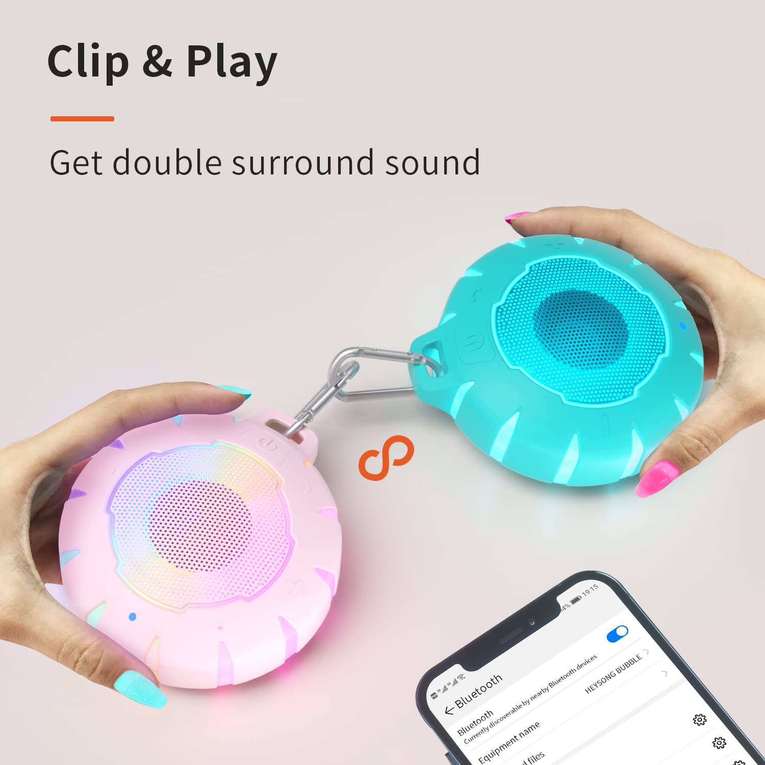 HEYSONG Waterproof Bluetooth Speaker - Portable Shower Speaker with Clear Sound, Durable Design for Pool, Beach & Kayaking - Perfect Gift for Women & Girls - Use in Bathroom, Outdoor Activities & Travel
