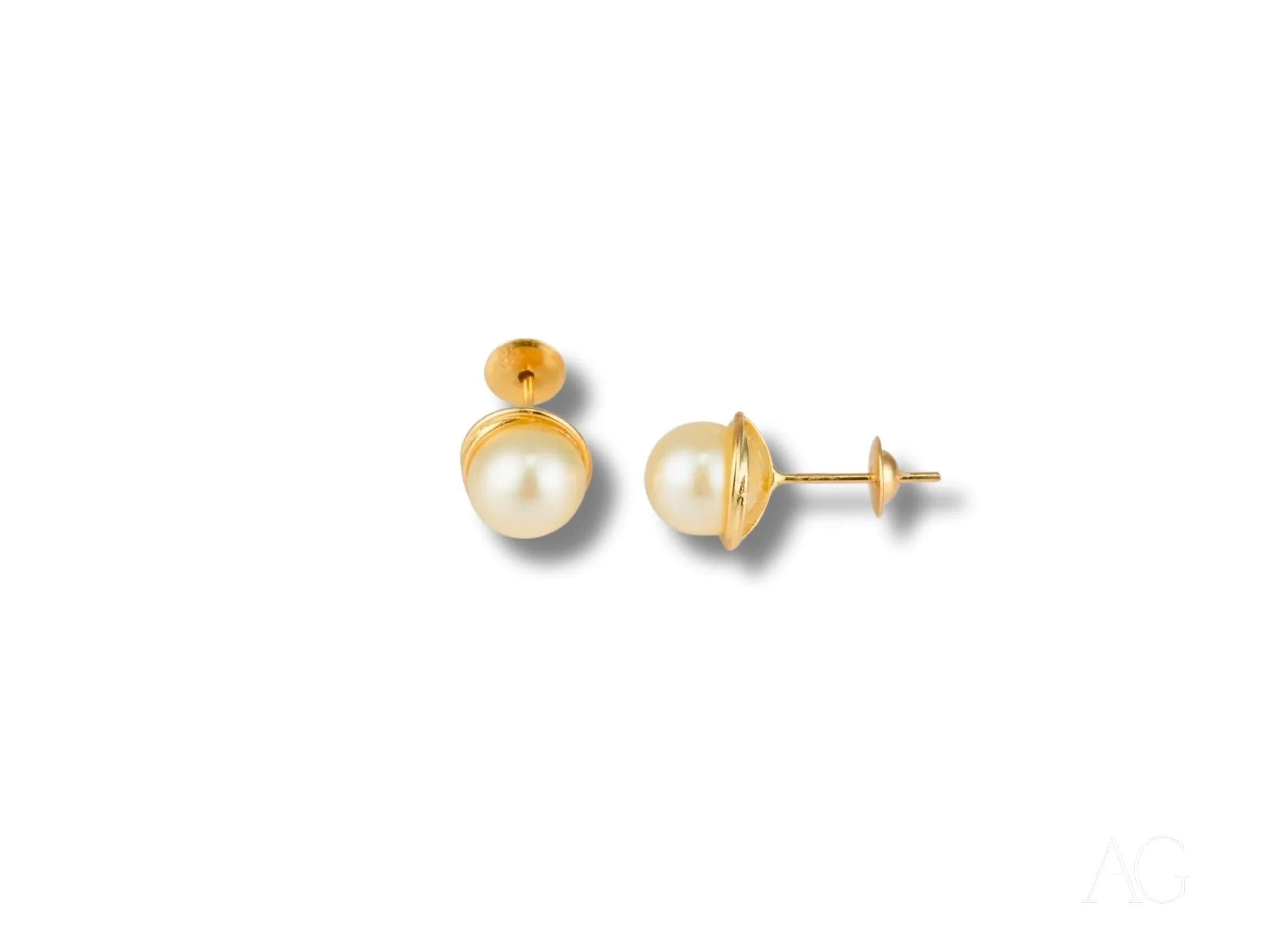 18K Gold Pearl Stud Earrings for Women - Classic & Elegant Jewelry Gift - Perfect for Weddings, Parties & Everyday Wear