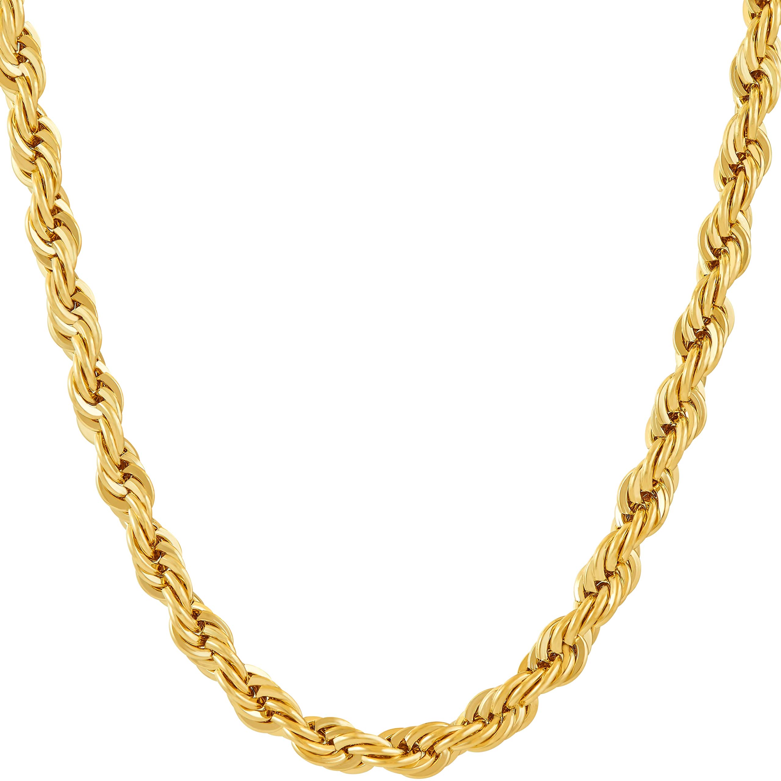6mm Rope Chain Necklace for Women & Men - 24k Real Gold Plated Lifetime Jewelry - Perfect for Gifts, Anniversaries & Everyday Wear
