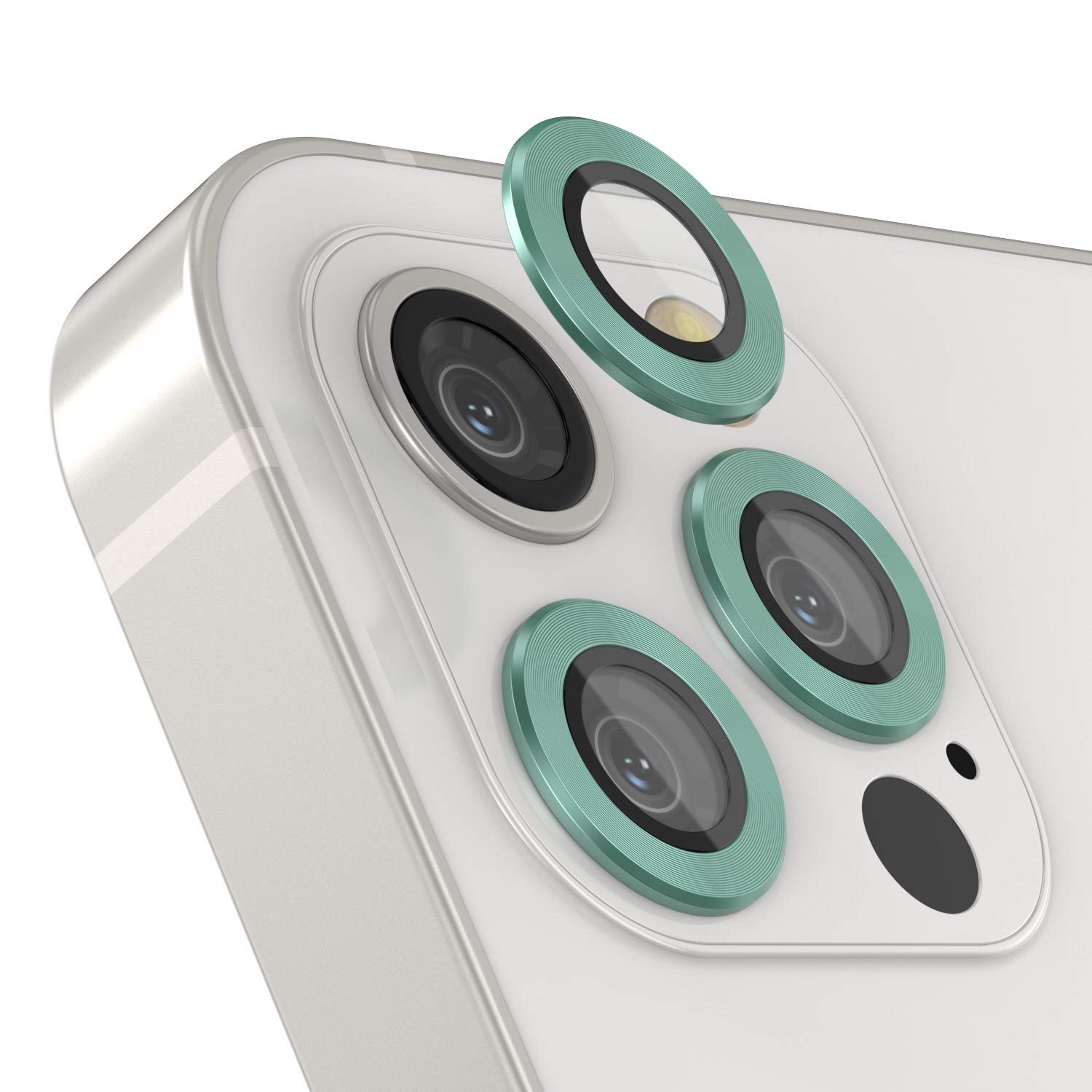 PunkCase iPhone 12 Pro Camera Protector Ring - Premium Aluminum Alloy Lens Cover with 9H Tempered Glass Screen Protector | Ultra Slim Design for iPhone 12 Pro (6.1 Inch) | Dark Green | Perfect for Outdoor Adventures, Travel & Daily Protection