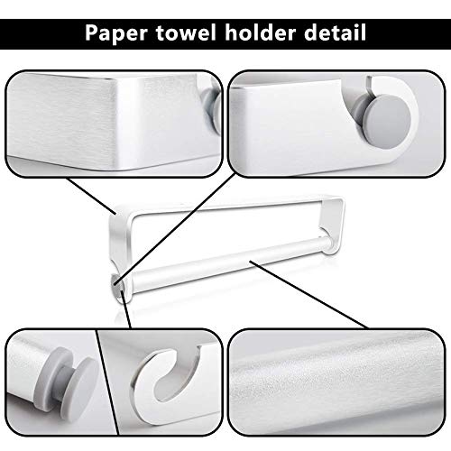 Stainless Steel Self-Adhesive Paper Towel Holder - Under Cabinet Mount, Wall Mount Kitchen Tissue Dispenser for Easy Access - Perfect for Kitchen, Bathroom, Office (Silver)
