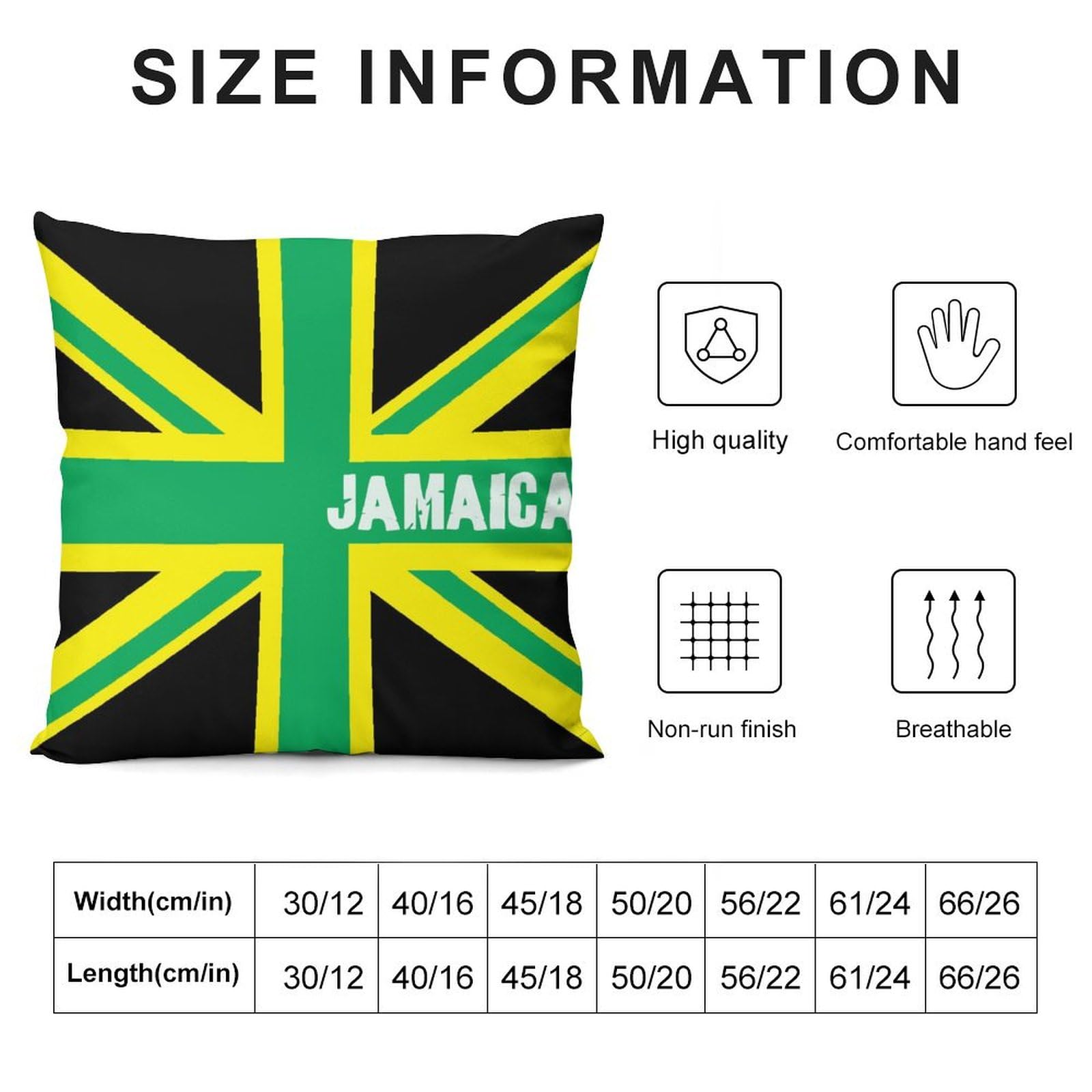 Jamaican Flag Plush Pillow Covers - Soft & Smooth 26x26 Inch Cushion Cases for Sofa, Bed (Set of 4) - Perfect for Home Decor, Caribbean Themed Parties & Jamaican Pride Displays