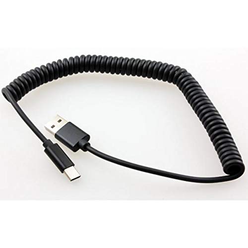 Premium Coiled USB-C Charger Cable - Fast Charging & Sync Compatible with Motorola Razr (2020) | Durable Black USB-C Power Wire for Home, Office & Travel