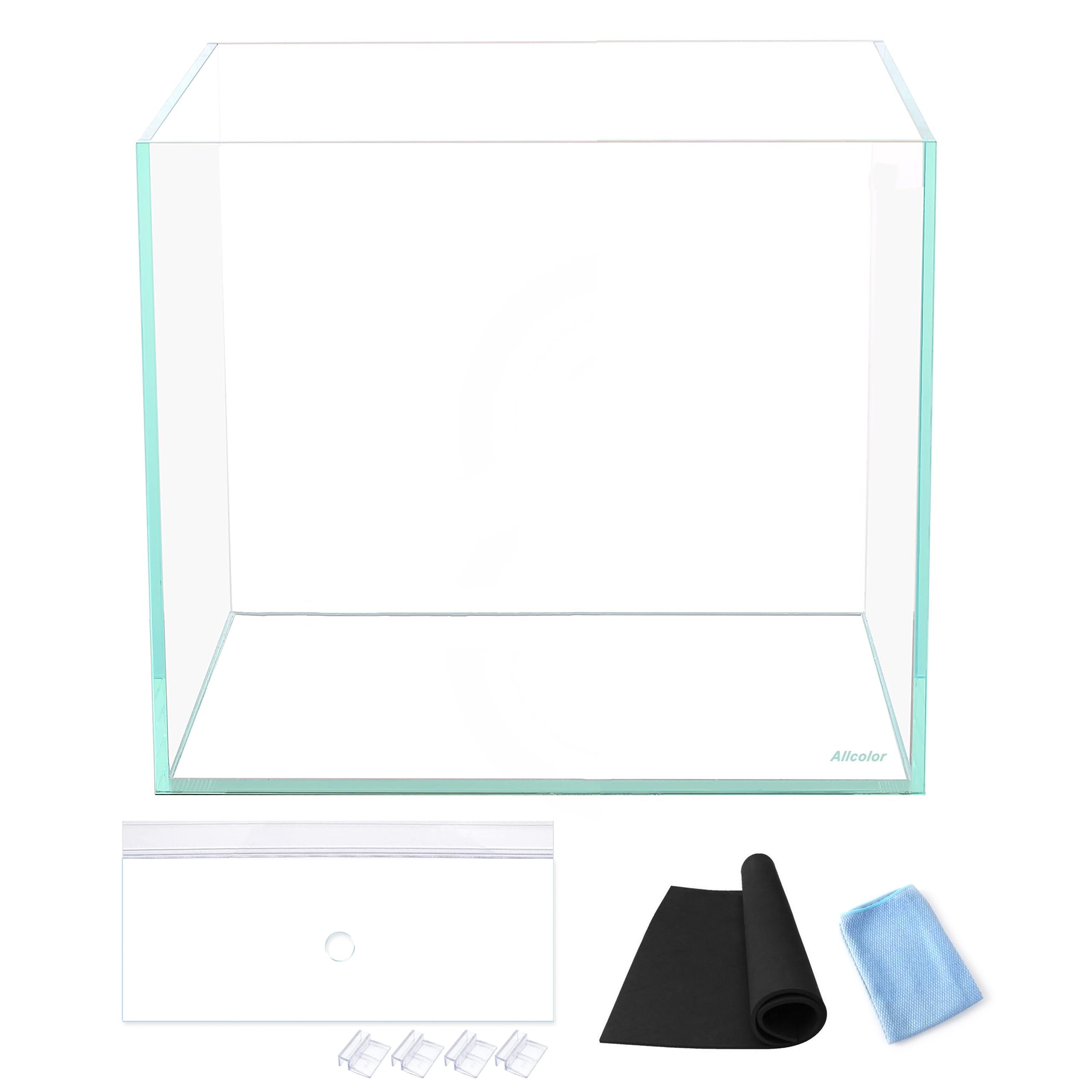 Ultra Clear Rimless Aquarium Tank 2-22 Gallons Low Iron Glass (7 Gallon with Top Glass Canopy) - Perfect for Home Office, Living Room Decor & Fish Breeding Setup
