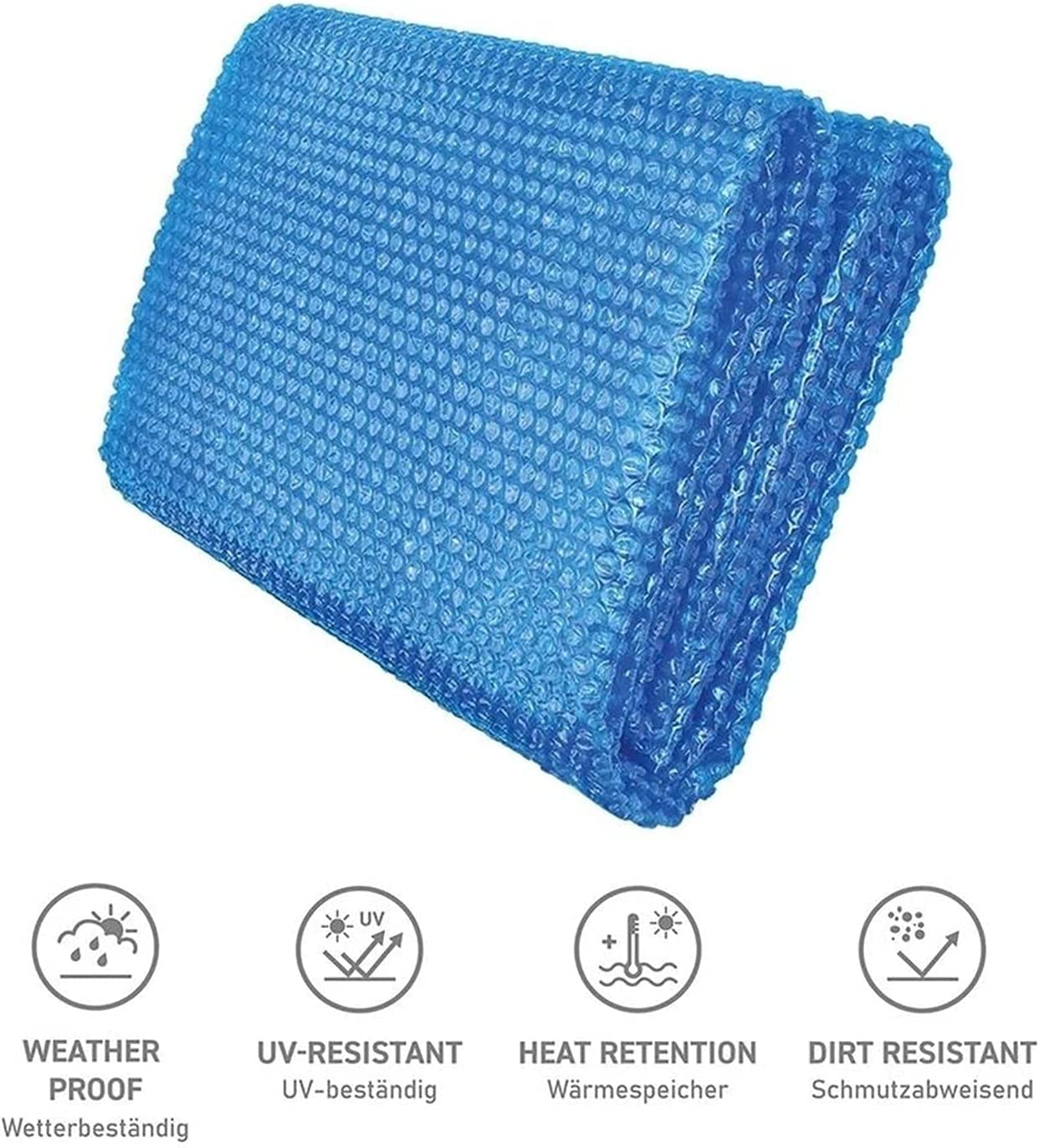 Blue Solar Pool Cover 5ft x 10ft - Insulated Bubble Blanket for Above Ground Swimming Pools | Summer Heat Retention & Energy Savings | Perfect for Backyard, Inflatable & Frame Pools