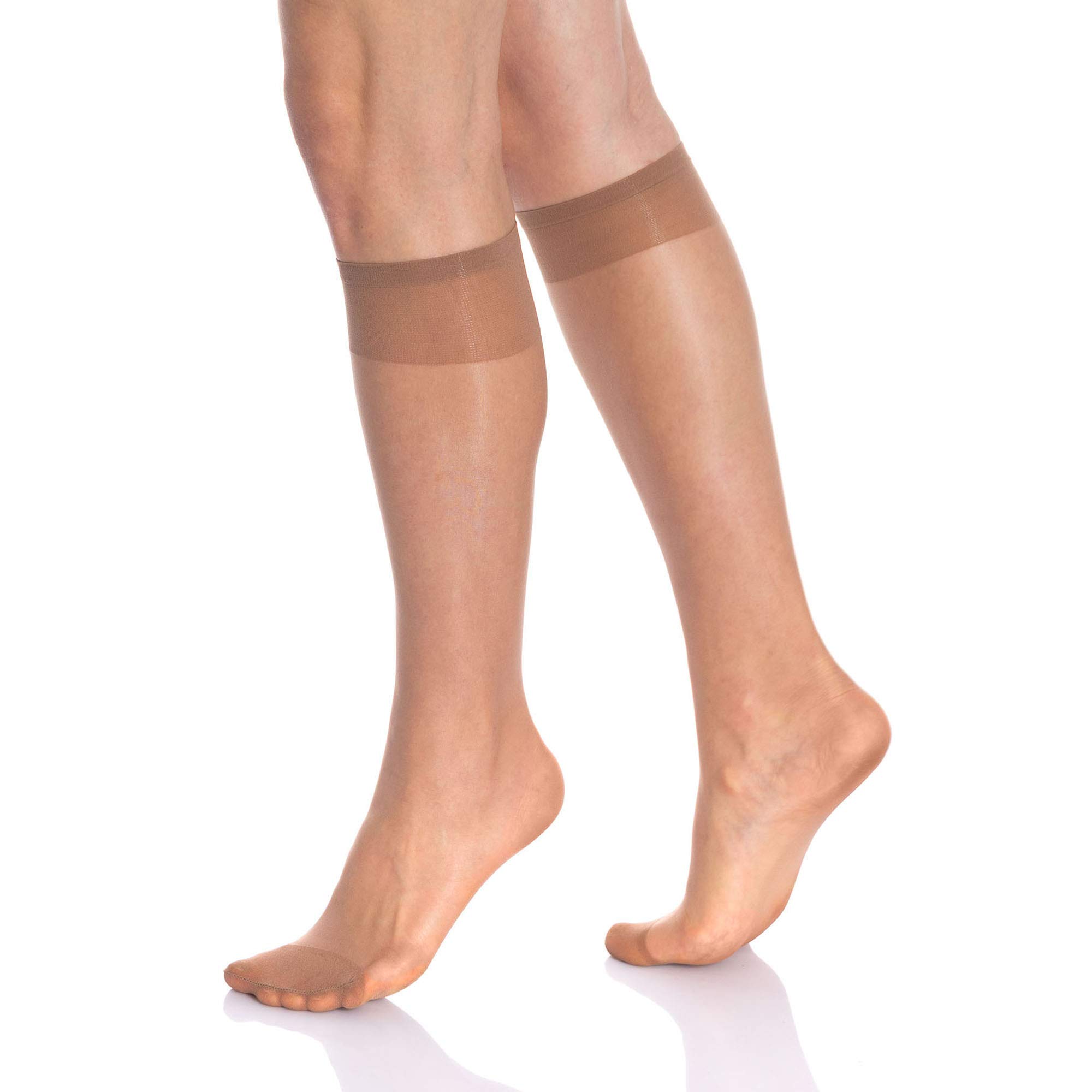 Sheer Knee High Socks for Women - 8 Pairs Stretchy Silk Stockings, Comfortable Trouser Socks for Office, Dress & Everyday Wear