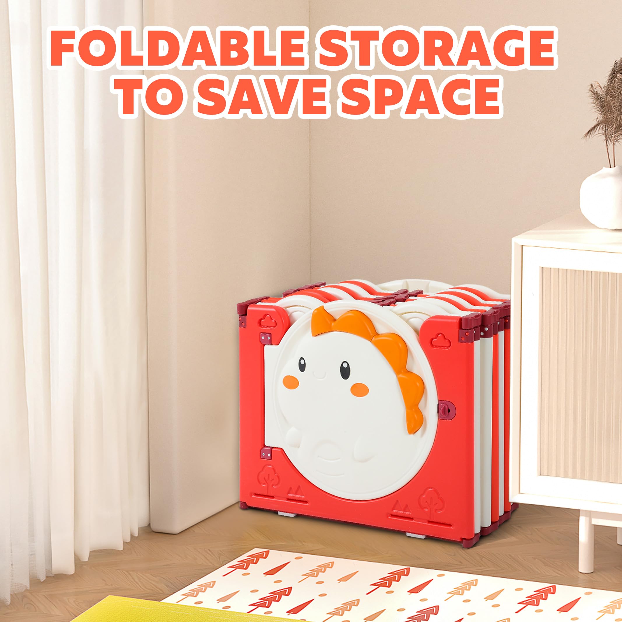 FAHKNS Foldable Baby Playpen - 18 Panel Adjustable Play Yard with Mat & Secure Door Lock for Indoor & Outdoor Use | Safe Play Area for Toddlers & Infants