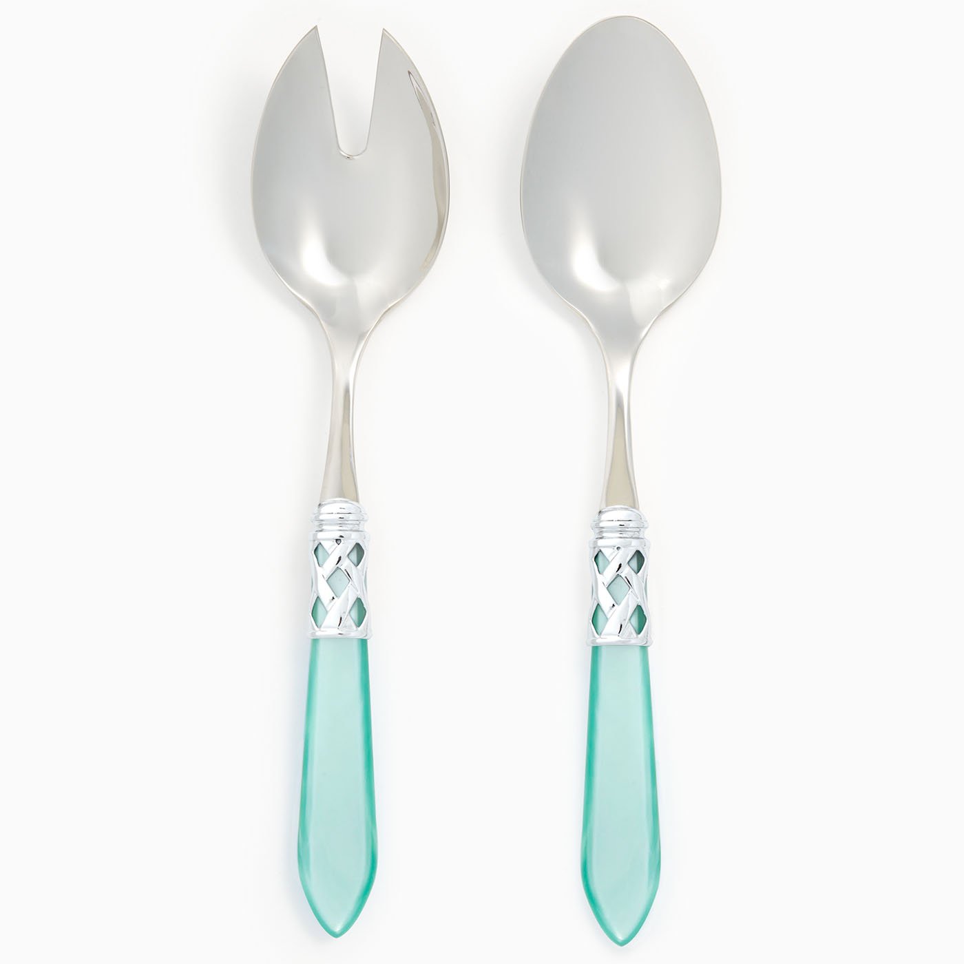 Vietri Aladdin Brilliant Aqua Salad Server Set - 9.75