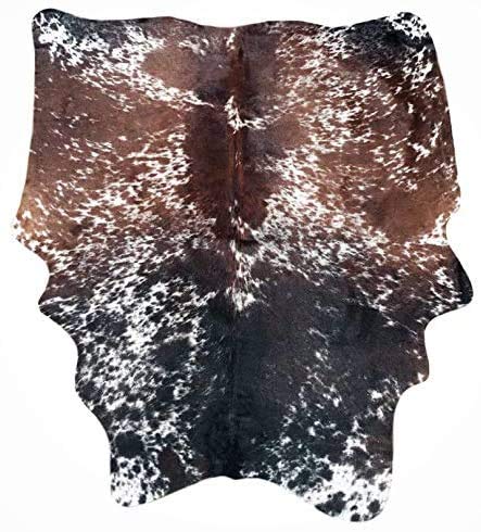 Premium Exotic Tricolor Extra Large Cowhide Rug (5 ft x 7 ft) - Natural Salt & Pepper Hair On Hide - Luxurious Western Decor for Living Room, Ranch, or Office