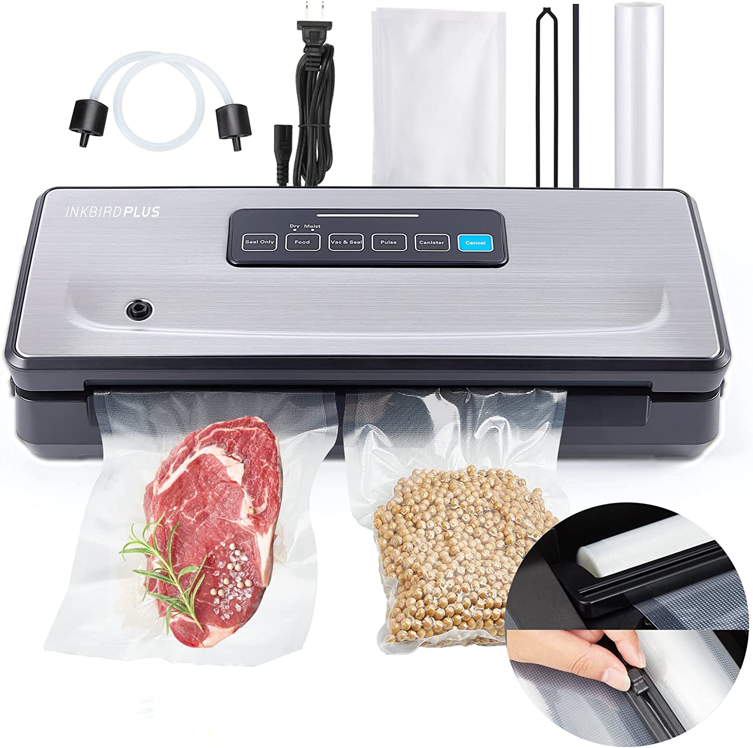 INK VS02 Vacuum Sealer Machine - Food Saver for Freshness Preservation | Perfect for Meal Prep, Sous Vide & Long-Term Food Storage