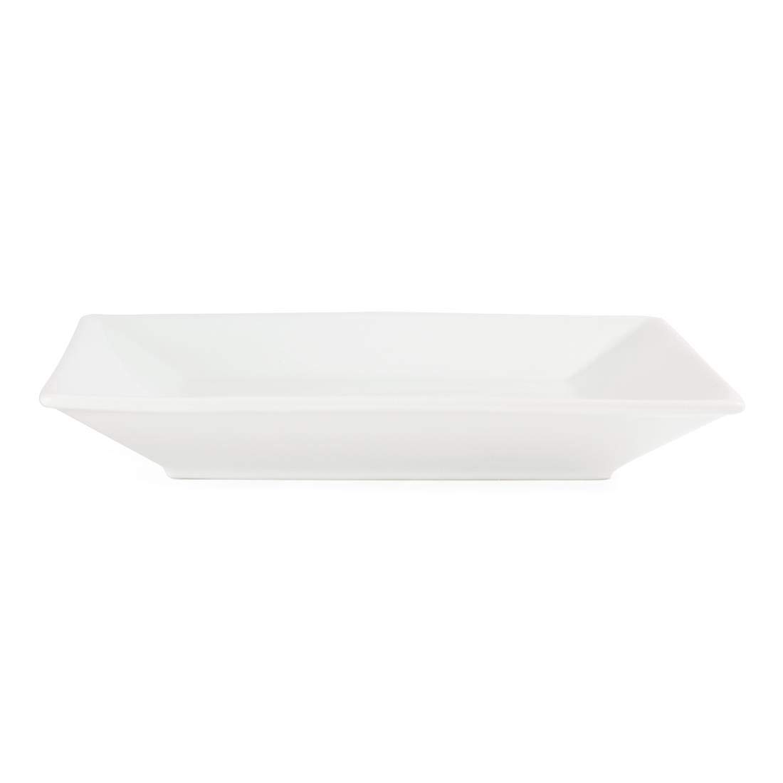 Olympia White Square Porcelain Dinner Plates - 6-Piece Set with Wide Rim, 250mm - Elegant Tableware for Fine Dining, Weddings & Special Occasions