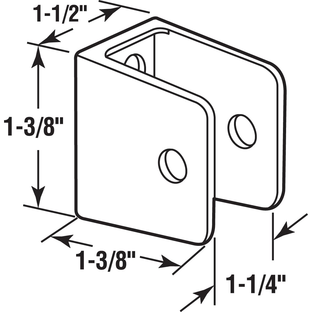 Prime-Line 656-6422 U-Bracket for 1-1/4 Inch Panels - Zinc Alloy Chrome Plated with Fasteners (Single Pack) - Cabinet Door Hinge Bracket for Kitchen & Bathroom Renovation
