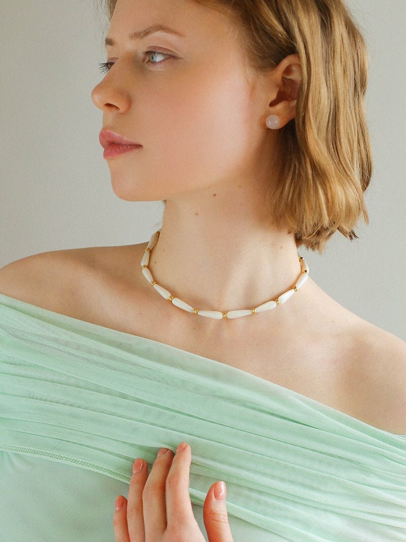Handmade Water Drop White Mother of Pearl Necklace - Elegant Pearl Jewelry for Women - Perfect for Weddings, Parties & Special Occasions