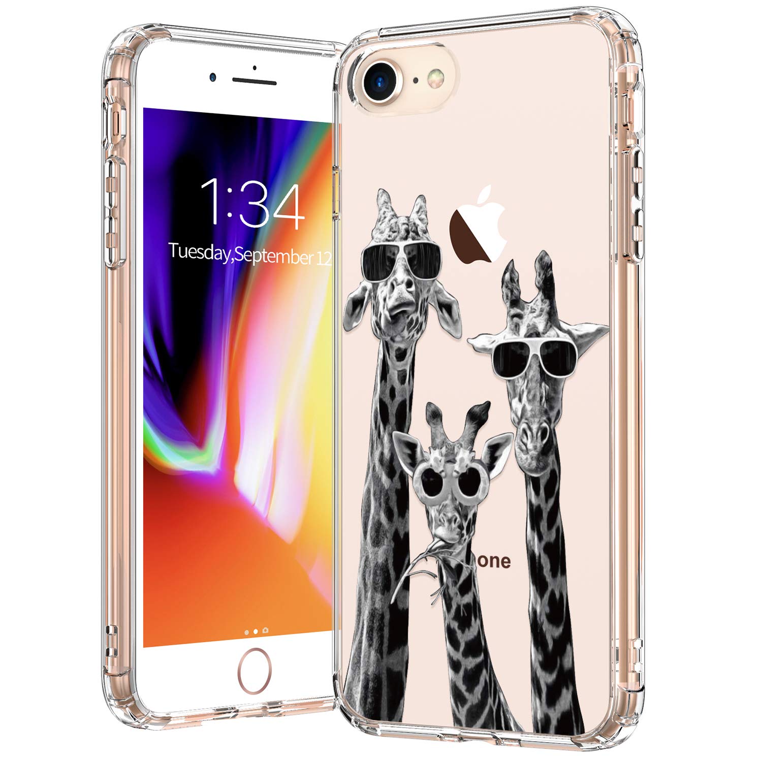BICOL Clear Slim Protective Phone Case for iPhone SE2 2020, iPhone 7, iPhone 8 - Cool Giraffe Design for Women & Girls | Perfect for Everyday Use, School, Work & Travel